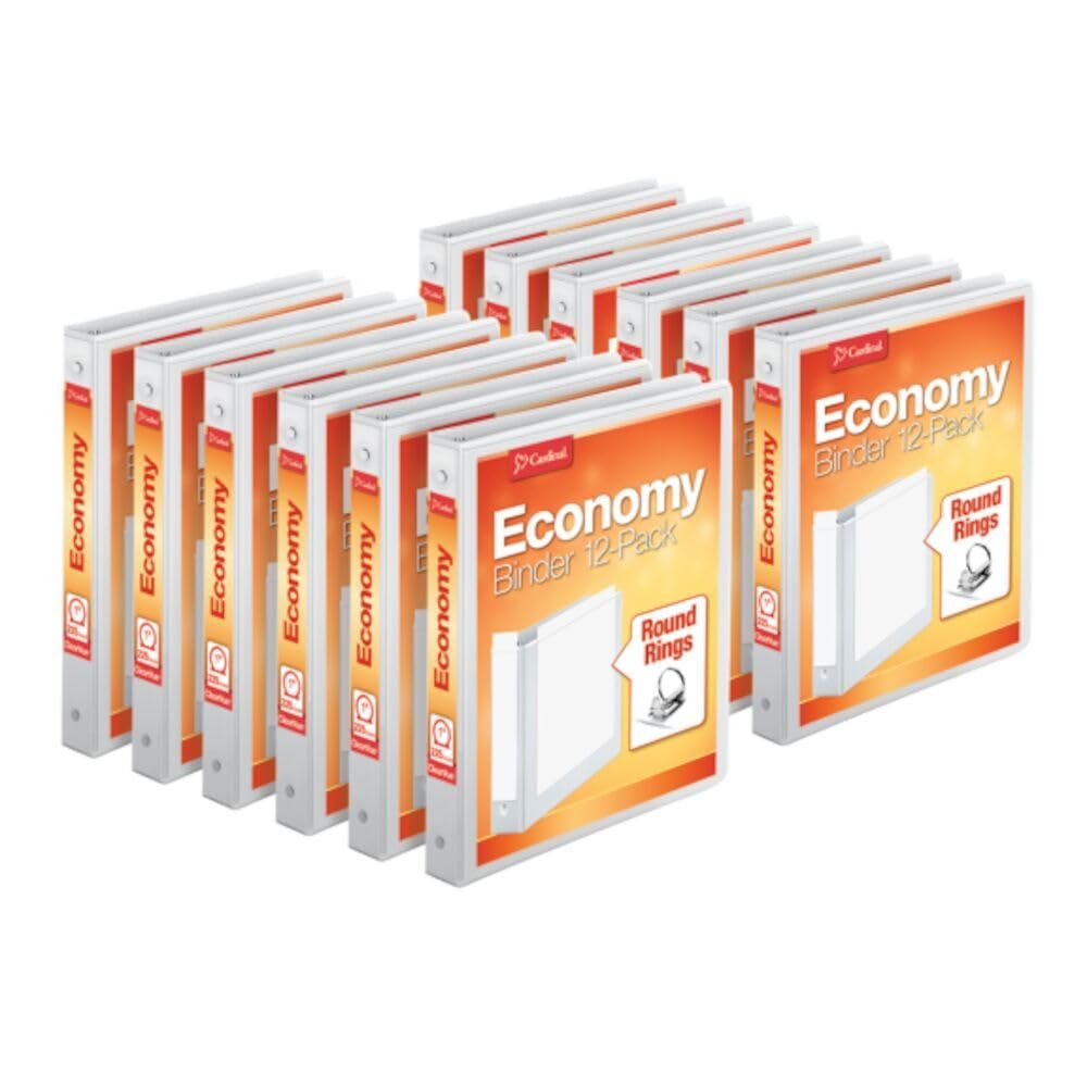 Cardinal 1 Inch 3 Ring Binders, White, 12 Pac...