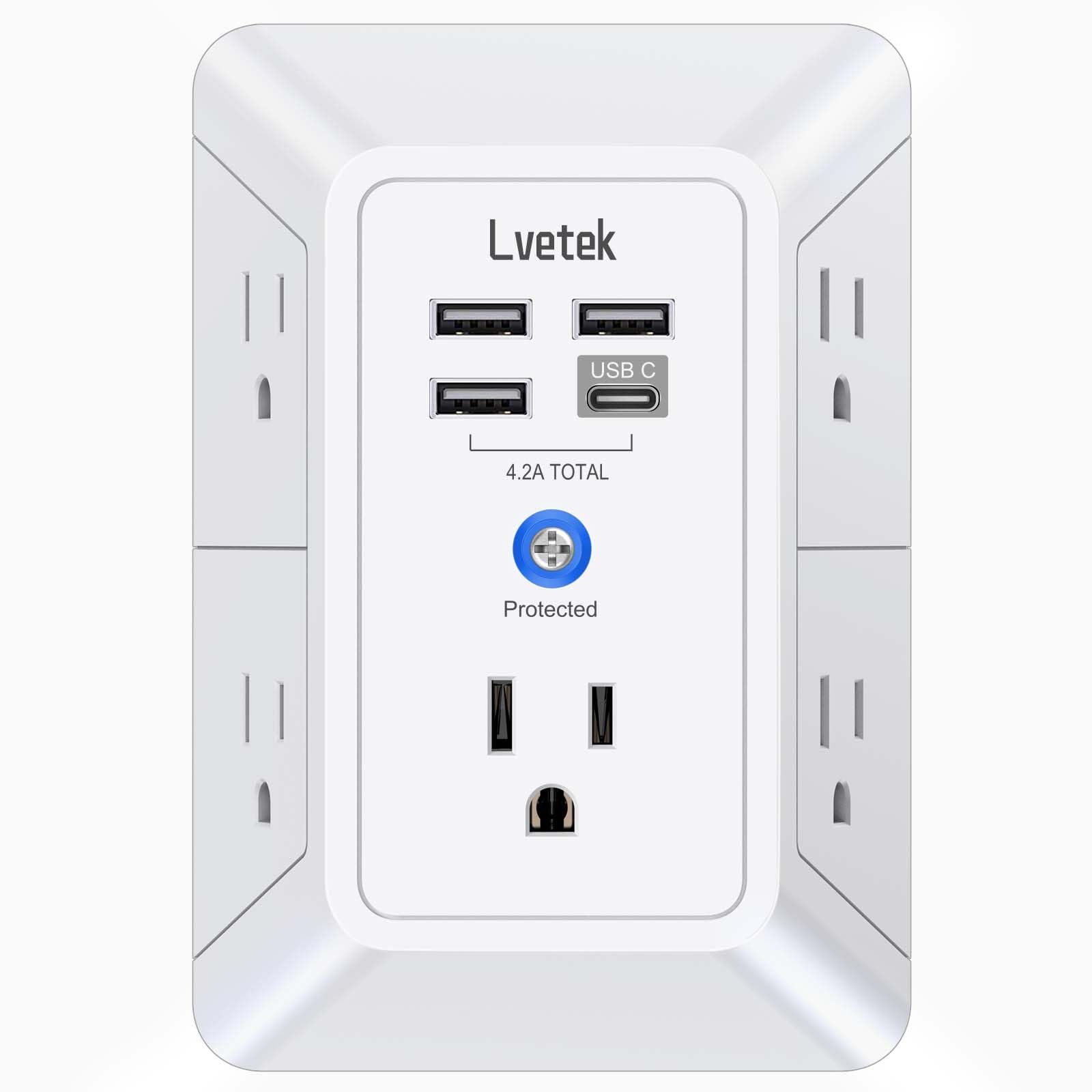5 Outlet Extender Multi Plug Wall Outlets wit...
