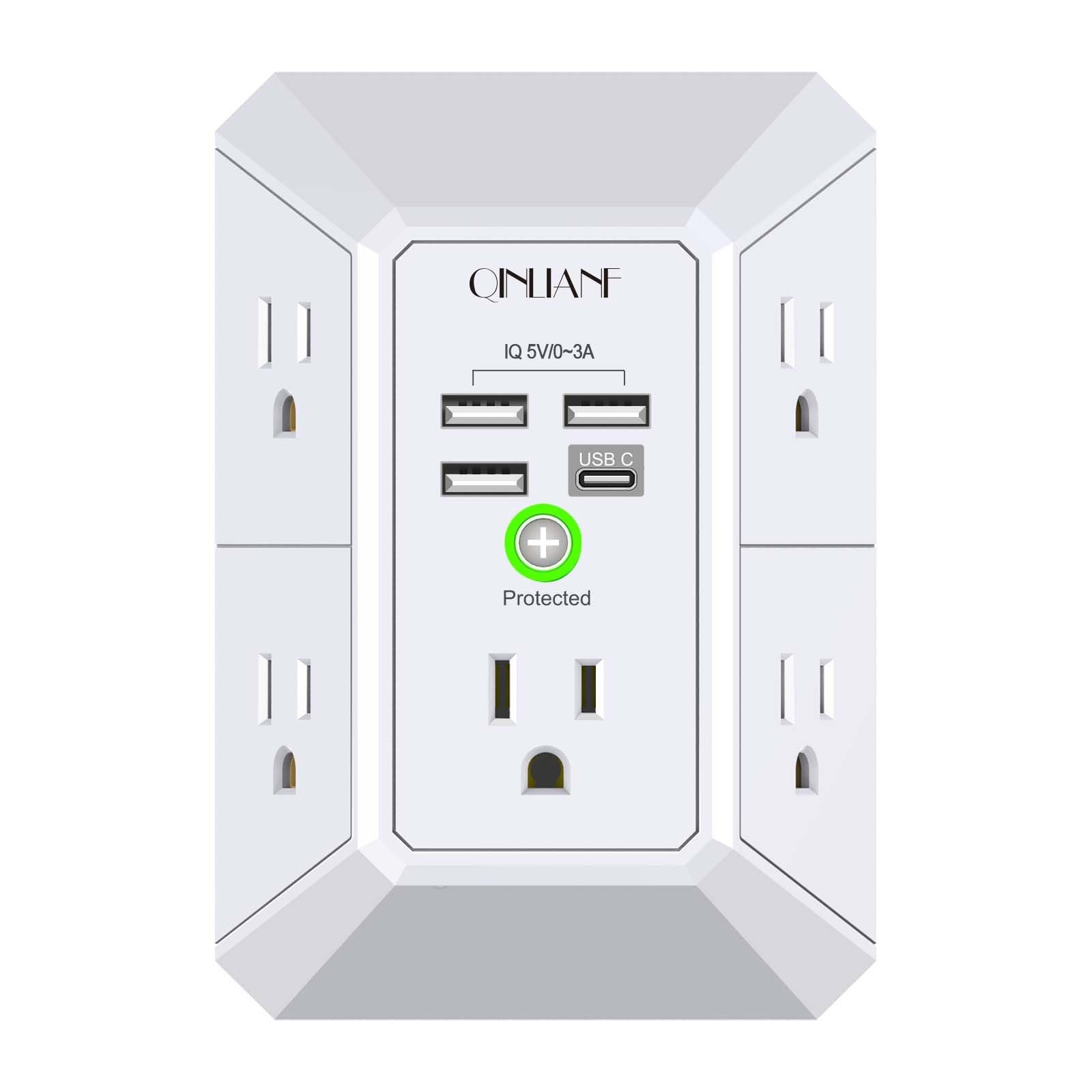 Wall Charger, Surge Protector, QINLIANF 5 Out...