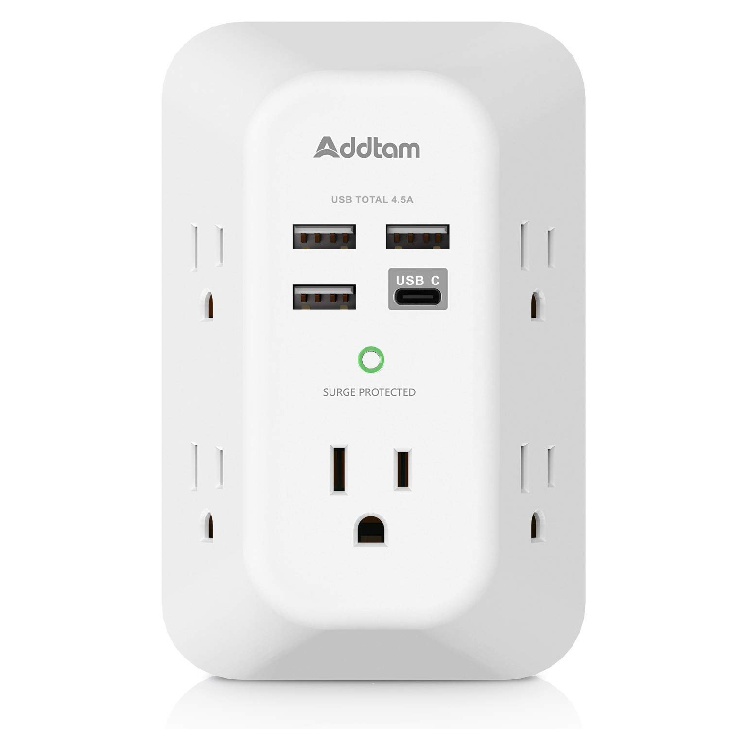 Addtam Surge Protector Outlet Extender with 5...