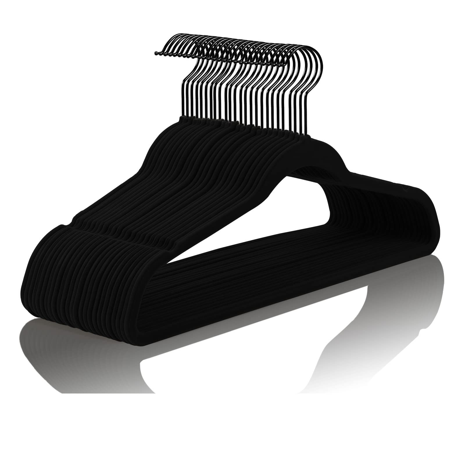 MIZGI Black Velvet Hangers 50 Pack Non Slip H...