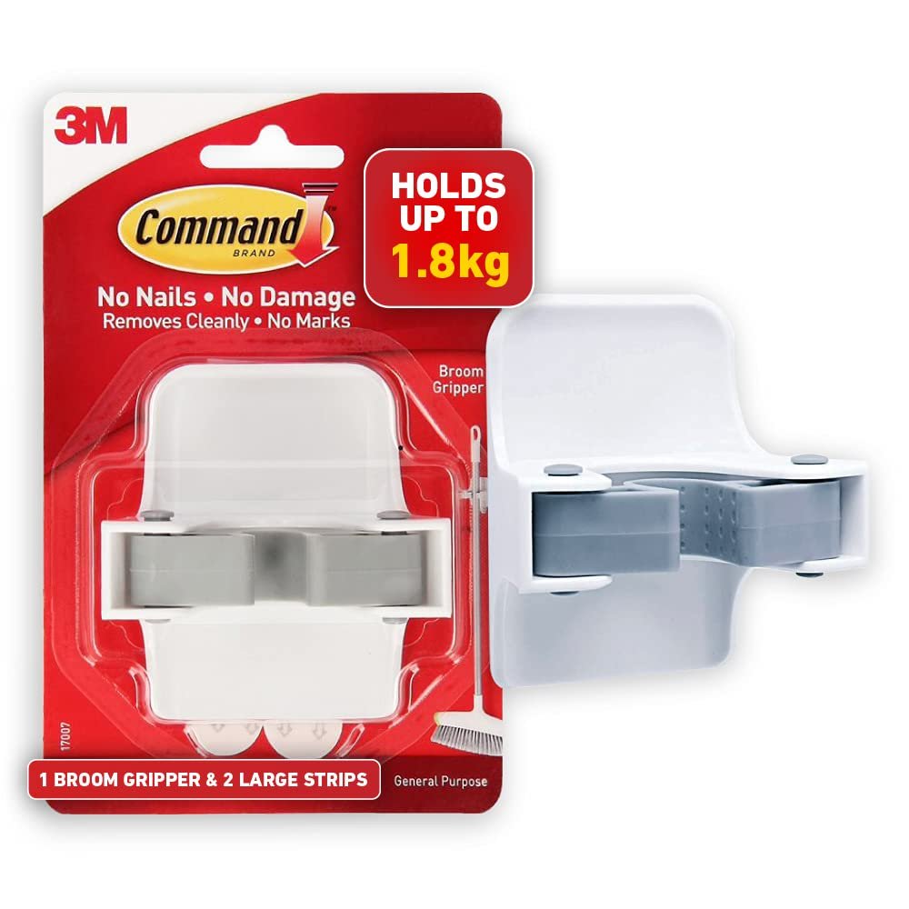 Command Broom and Mop Grippers Wall Hook, Dam...
