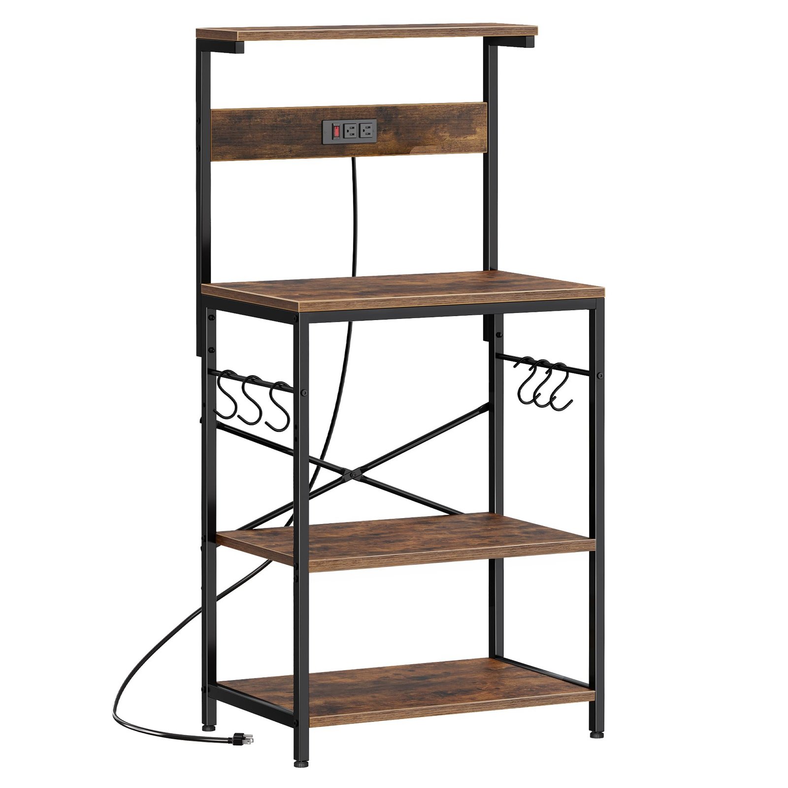 SUPERJARE Kitchen Bakers Rack with Power Outl...