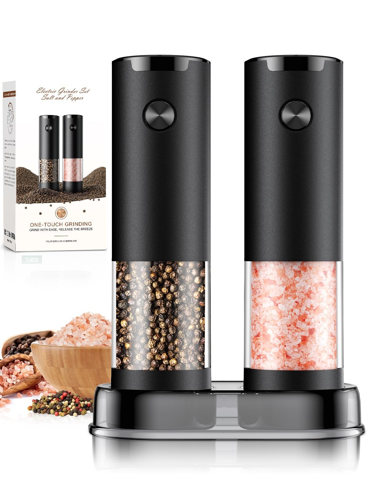 Electric Salt and Pepper Grinder Set Automati...