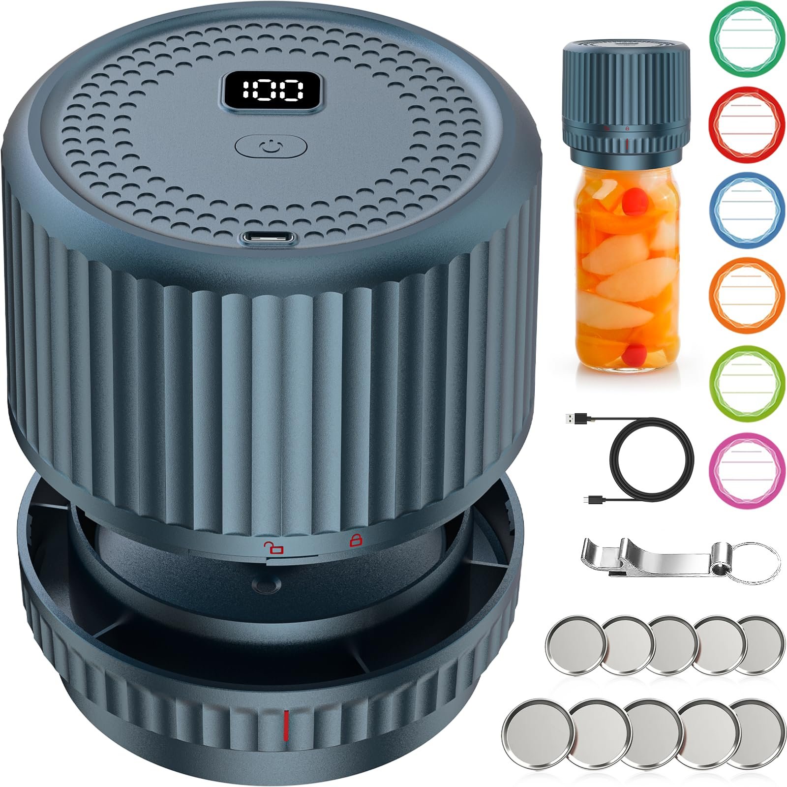 M12 Auto Stop Electric Mason Jar Vacuum Seale...
