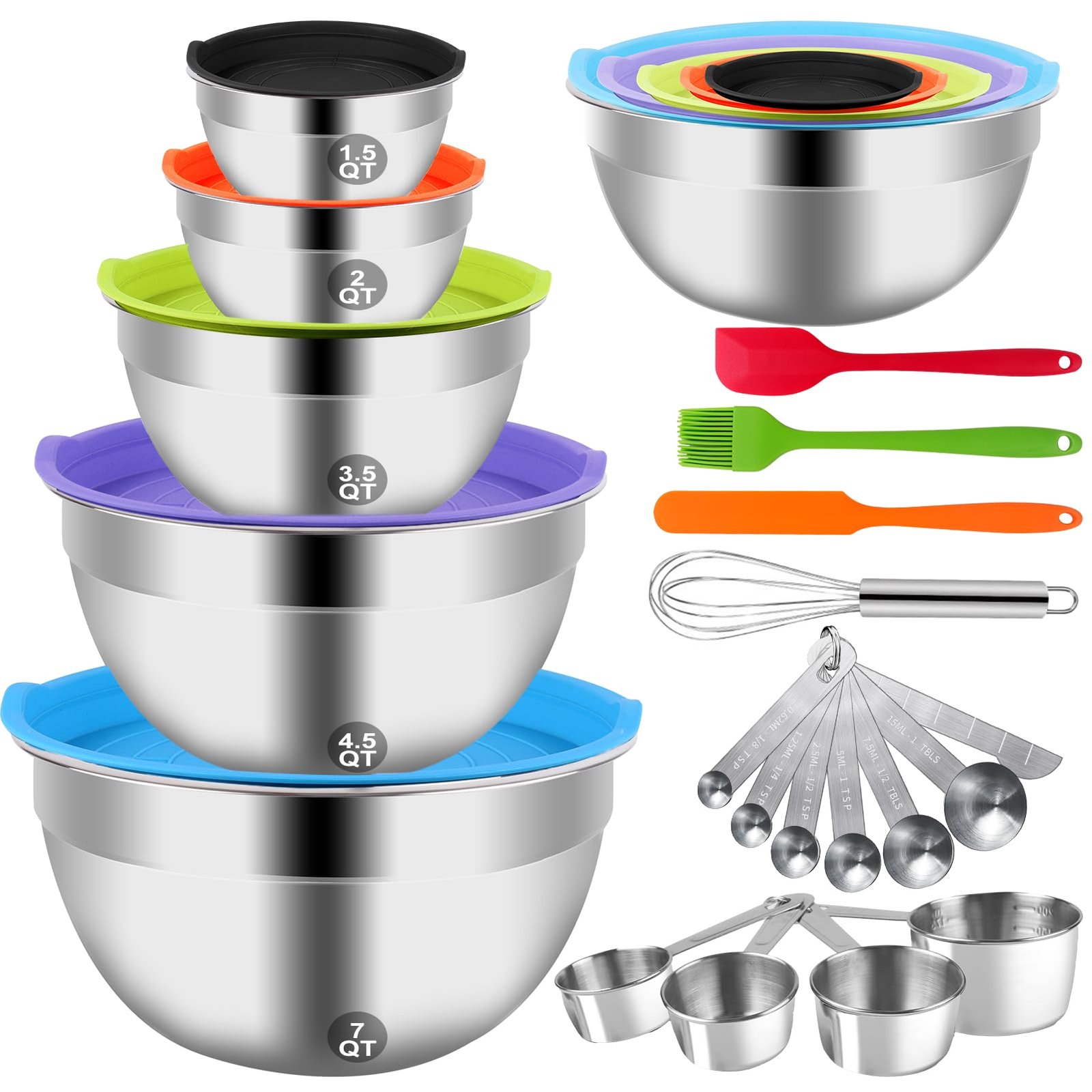 WEPSEN Mixing Bowls with Lid Set, 25PCS Kitch...