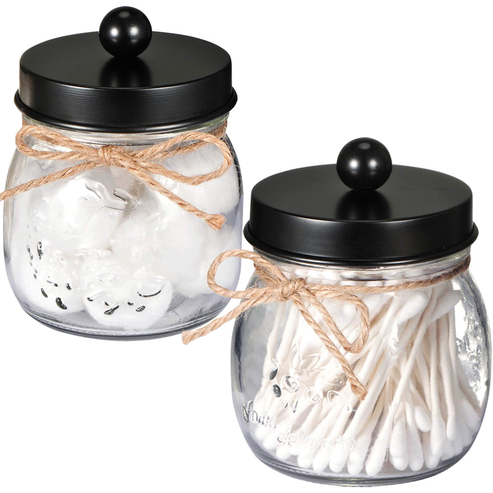 SheeChung 2 Pack Glass Mason Jar Qtip Holder,...