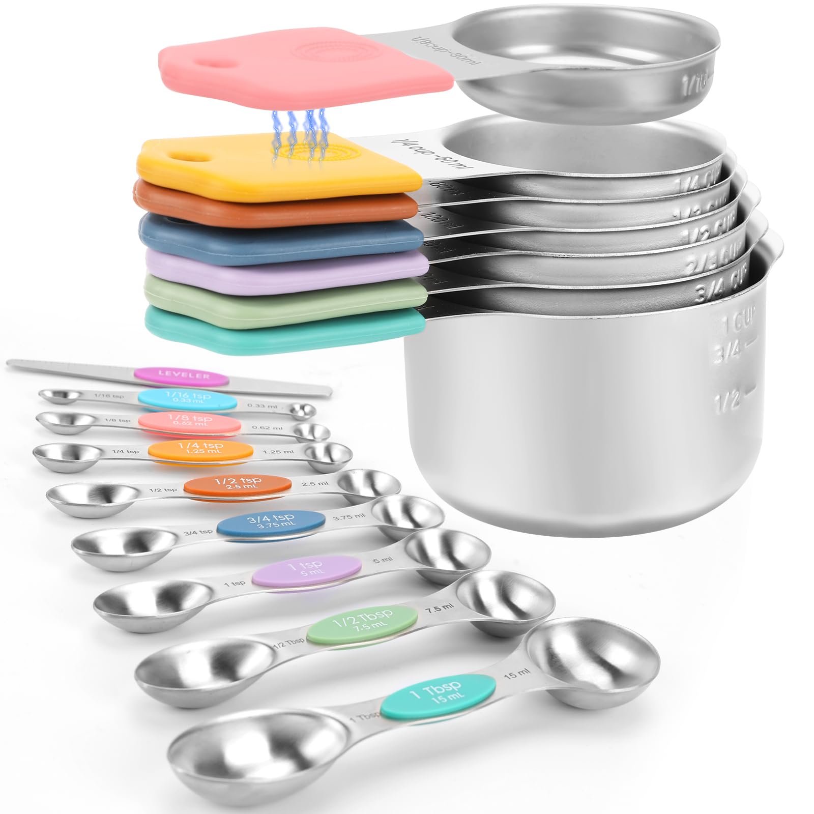 Magnetic Measuring Cups and Spoons Set-Heavy ...