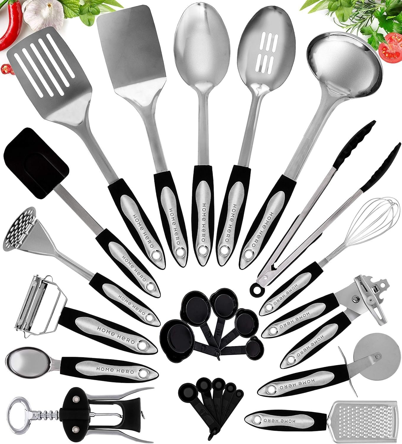 Home Hero Stainless Steel Kitchen Utensils Se...