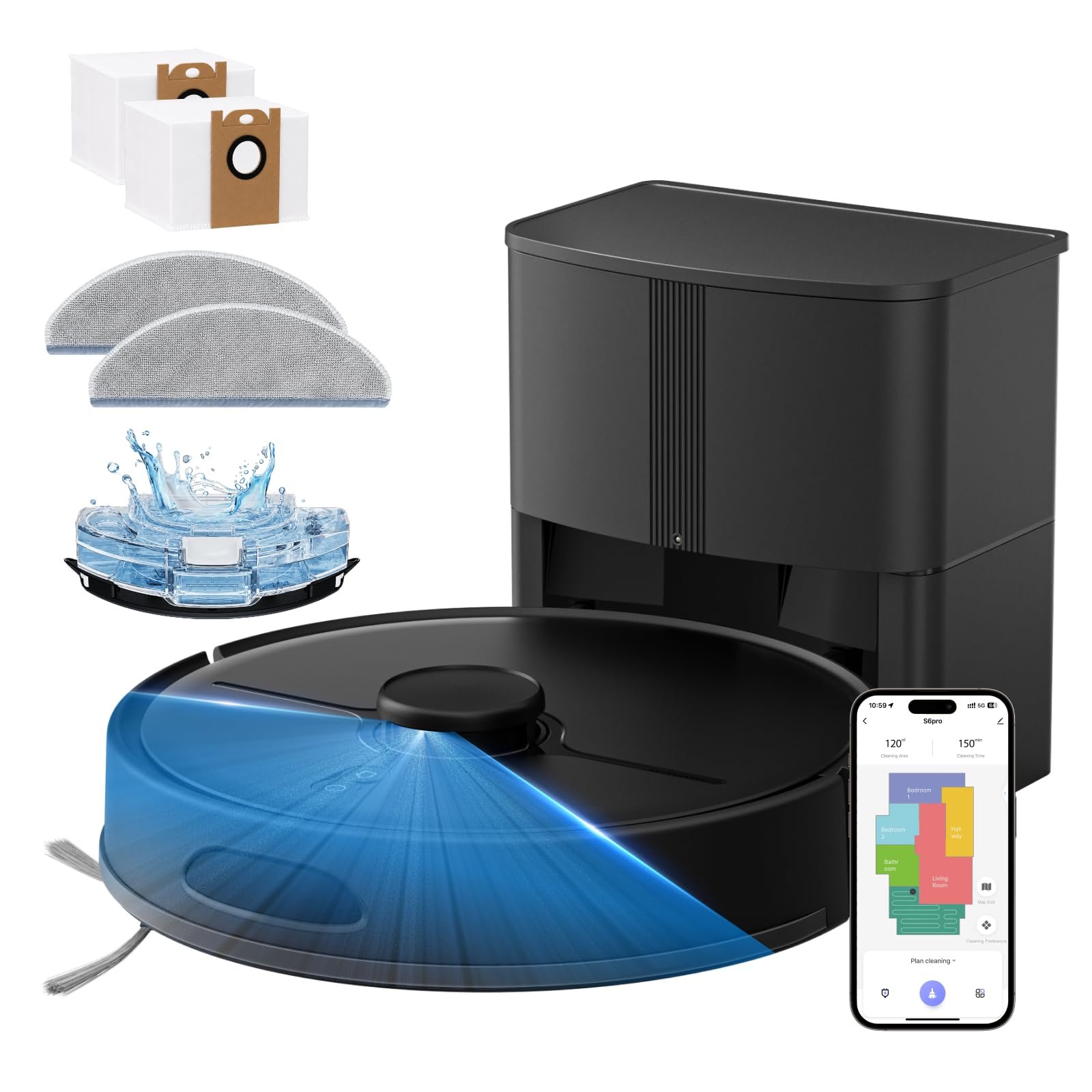 Robot Vacuum and Mop, 8000Pa Robot Vacuum wit...