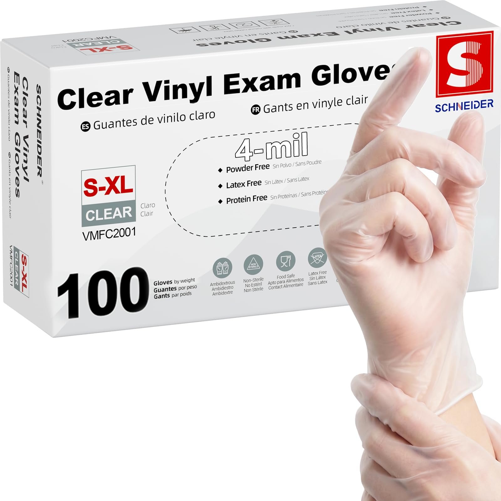 Schneider Medical Vinyl Exam Disposable Glove...