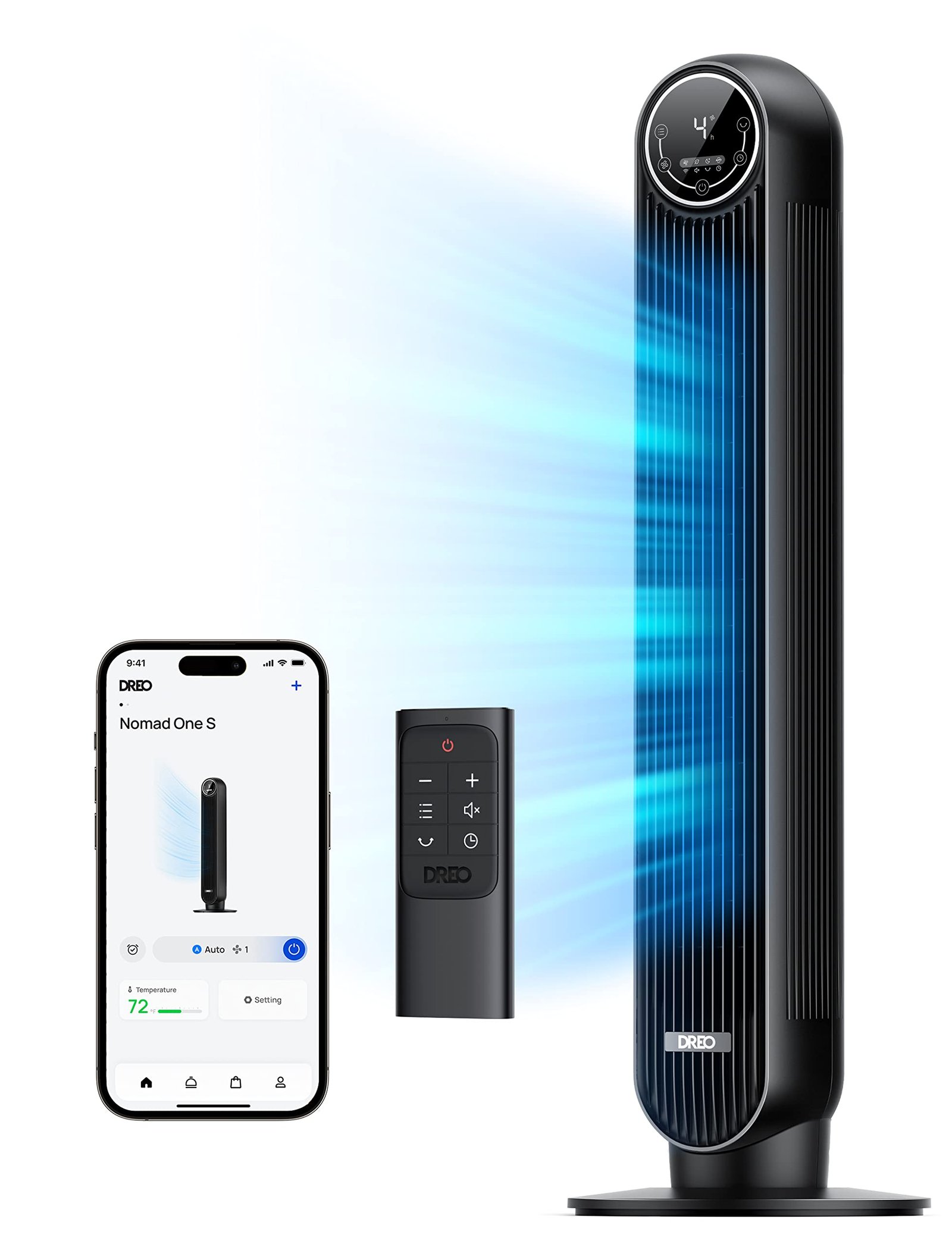 DREO Smart Tower Fan for Bedroom, 28ft/s Velo...