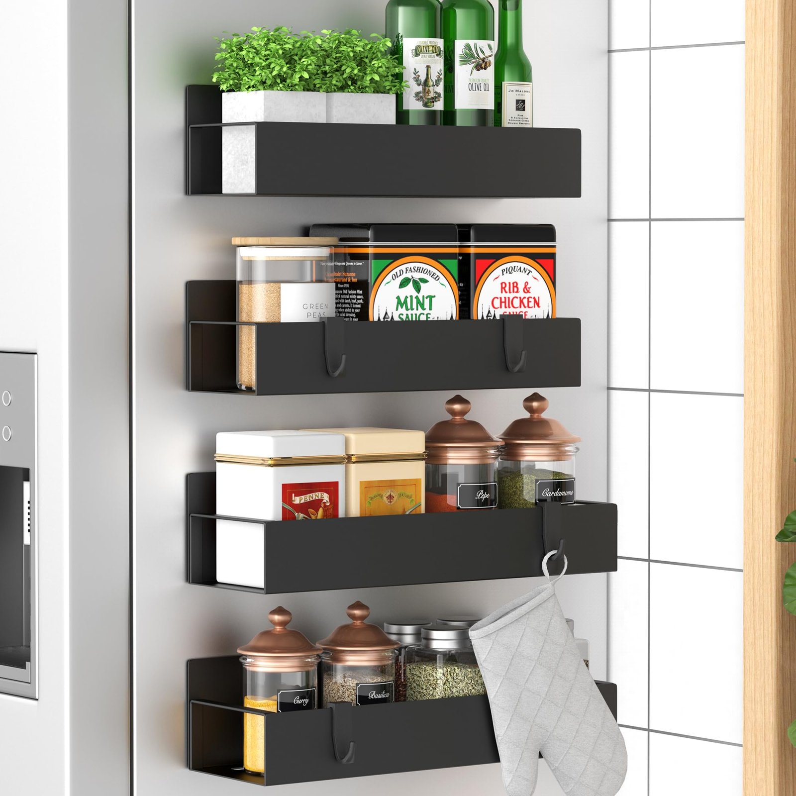 HuggieGems Metal Magnetic Spice Rack for Refr...