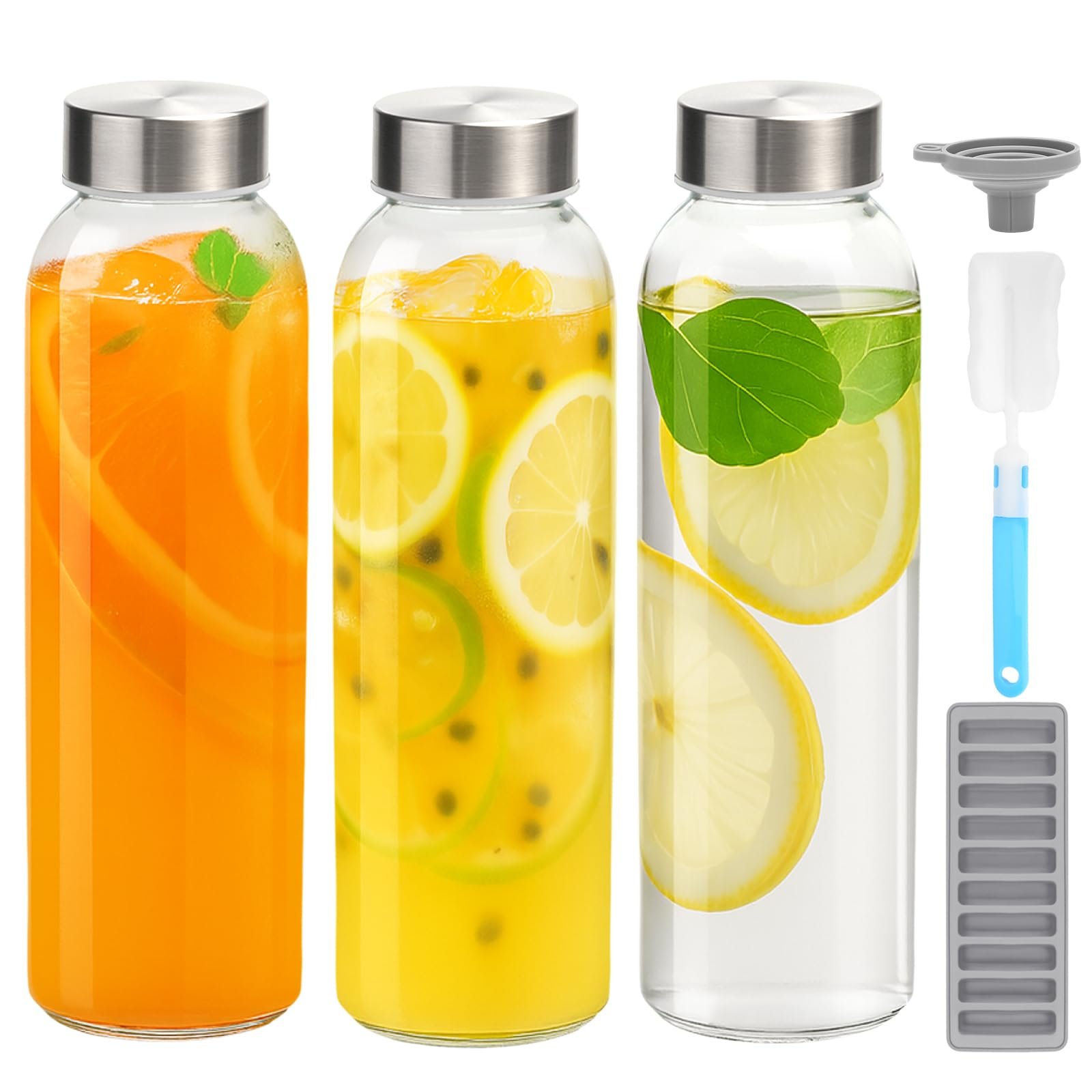 Zukro Glass Water Bottles with Stainless Stee...
