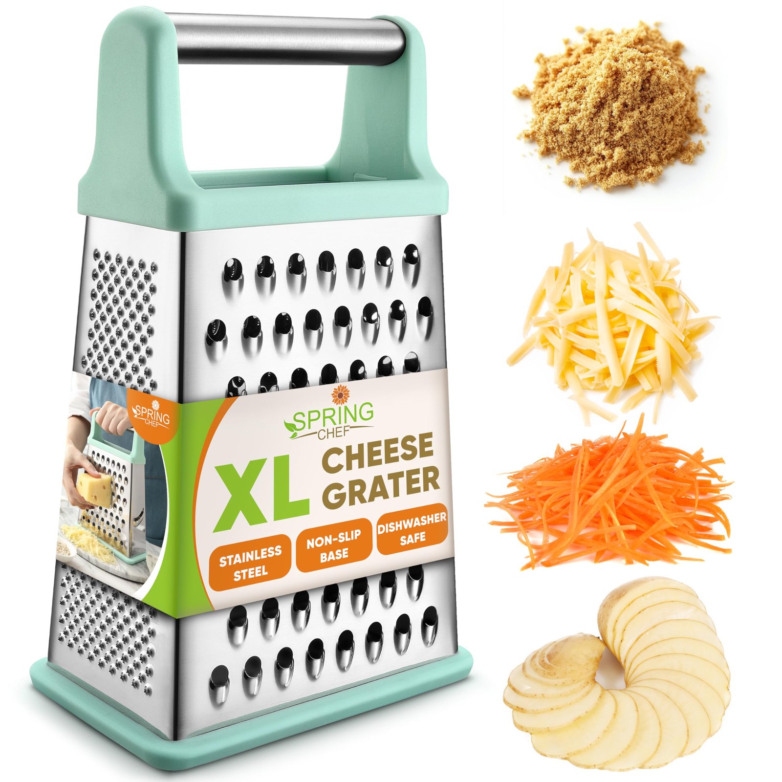 Spring Chef Stainless Steel XL Cheese Grater ...