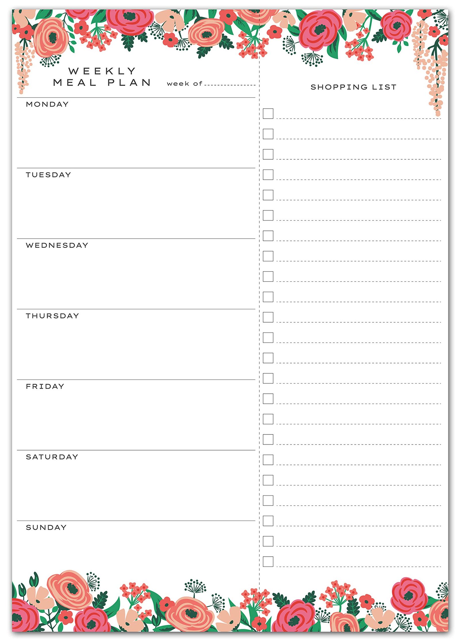 Sweetzer & Orange Floral Weekly Meal Planner ...