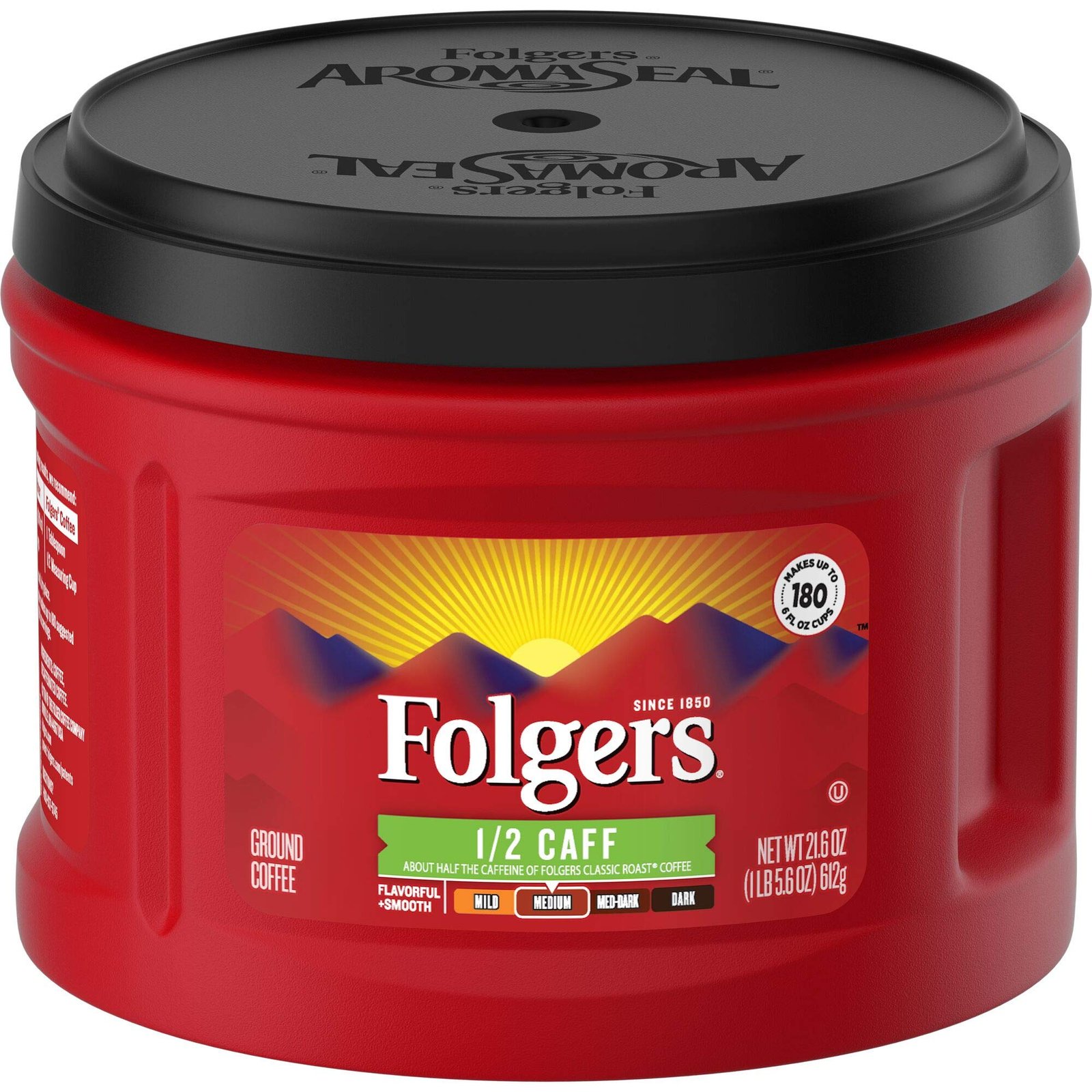 Folgers 1/2 Caff Medium Roast Ground Coffee, ...