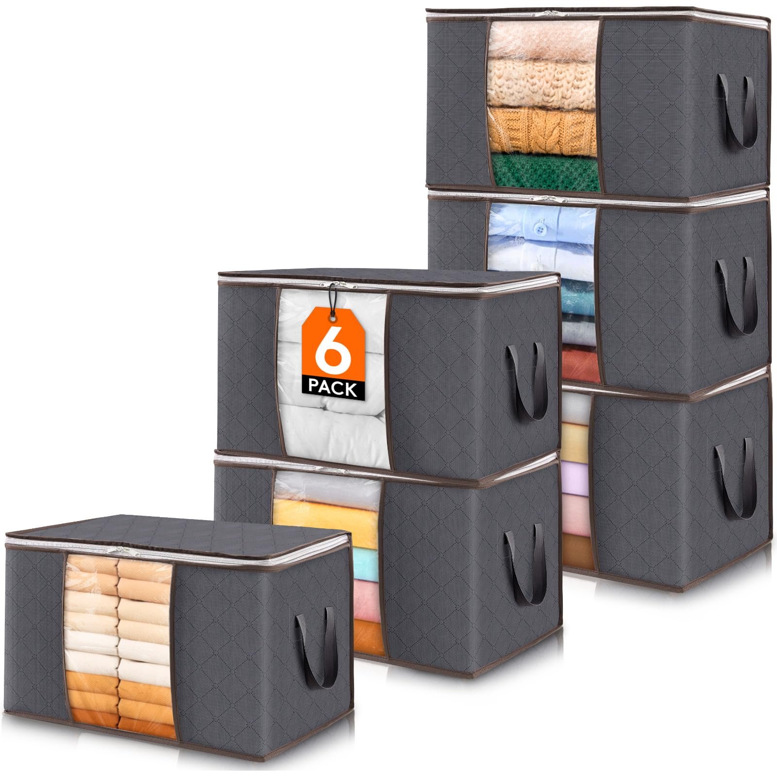 Lifewit 6 Pack Clothes Storage Bins with Lids...