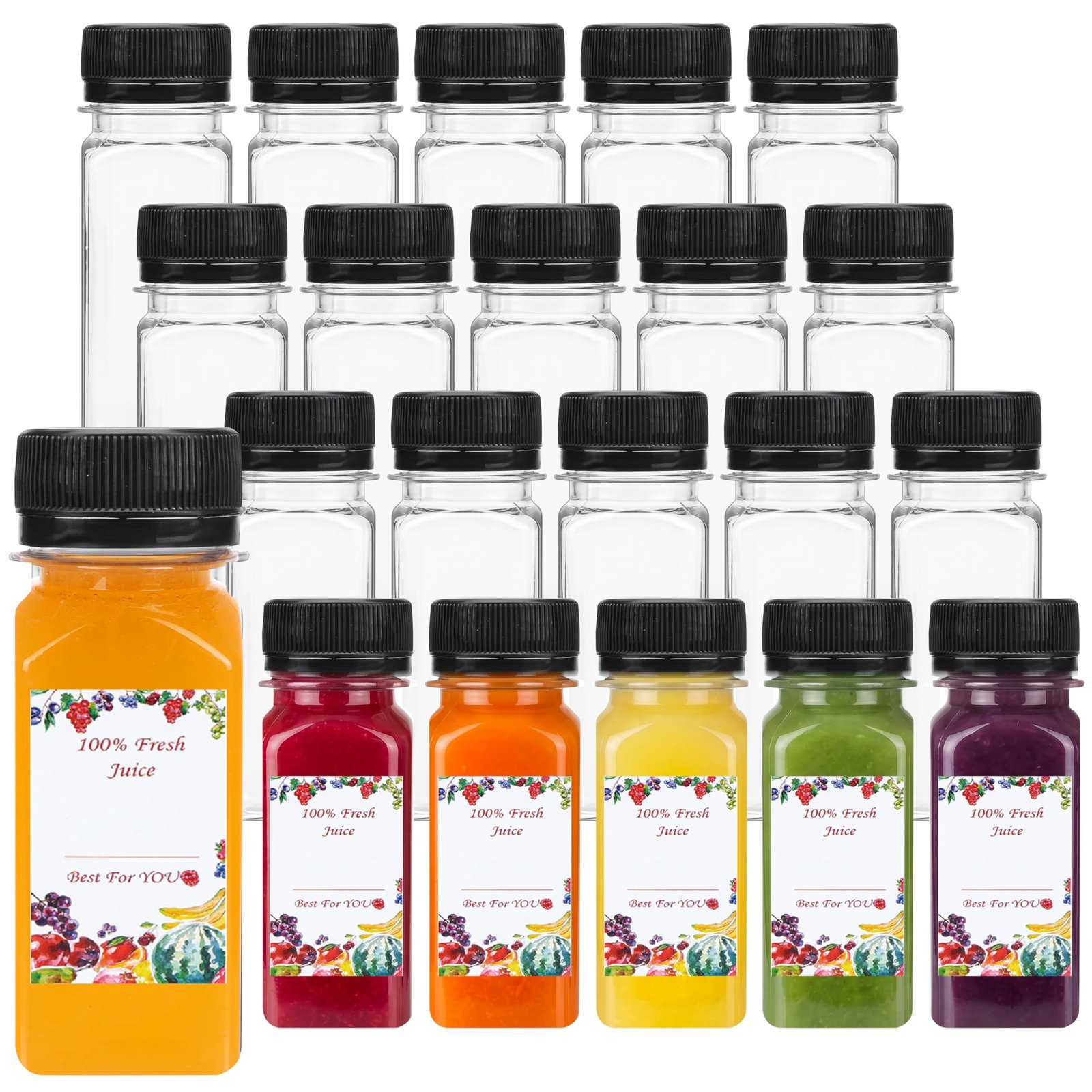 SUPERLELE 20pcs 2oz Plastic Shot Juice Bottle...