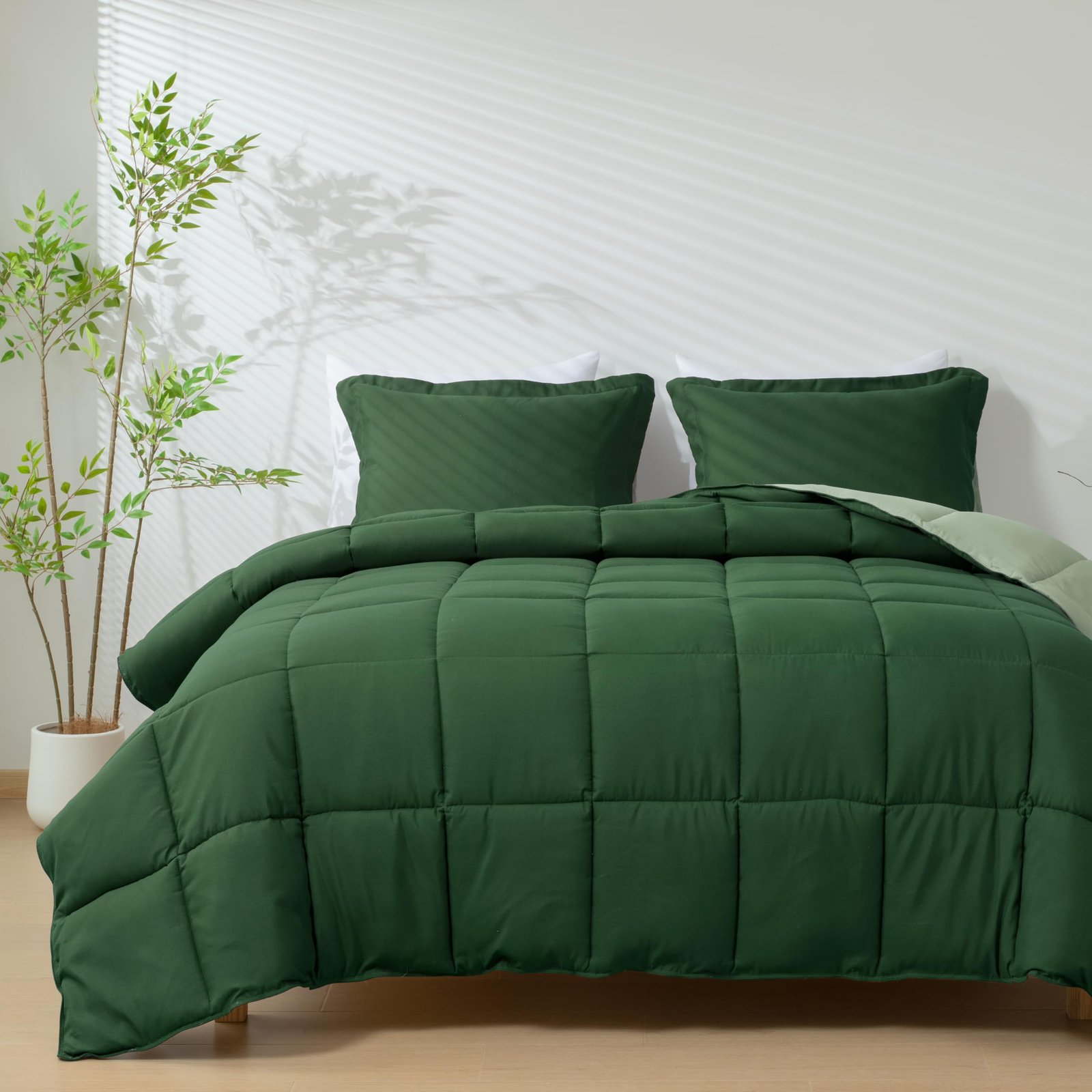HIG 3pc Green Queen Size Bedding Comforter Se...
