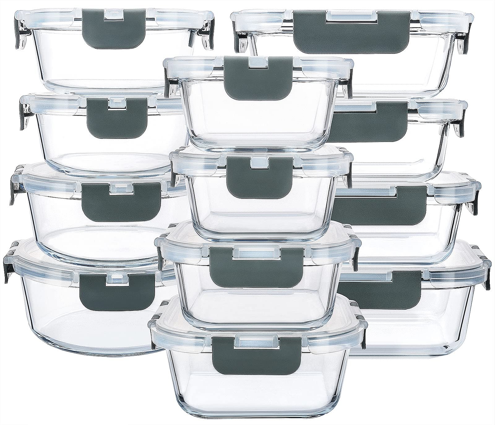 M MCIRCO 24 Piece Glass Food Storage Containe...