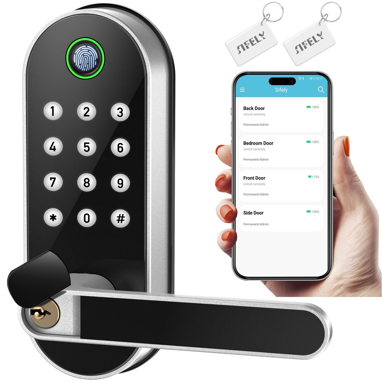 Fingerprint Smart Door Lock with Handle & Key...