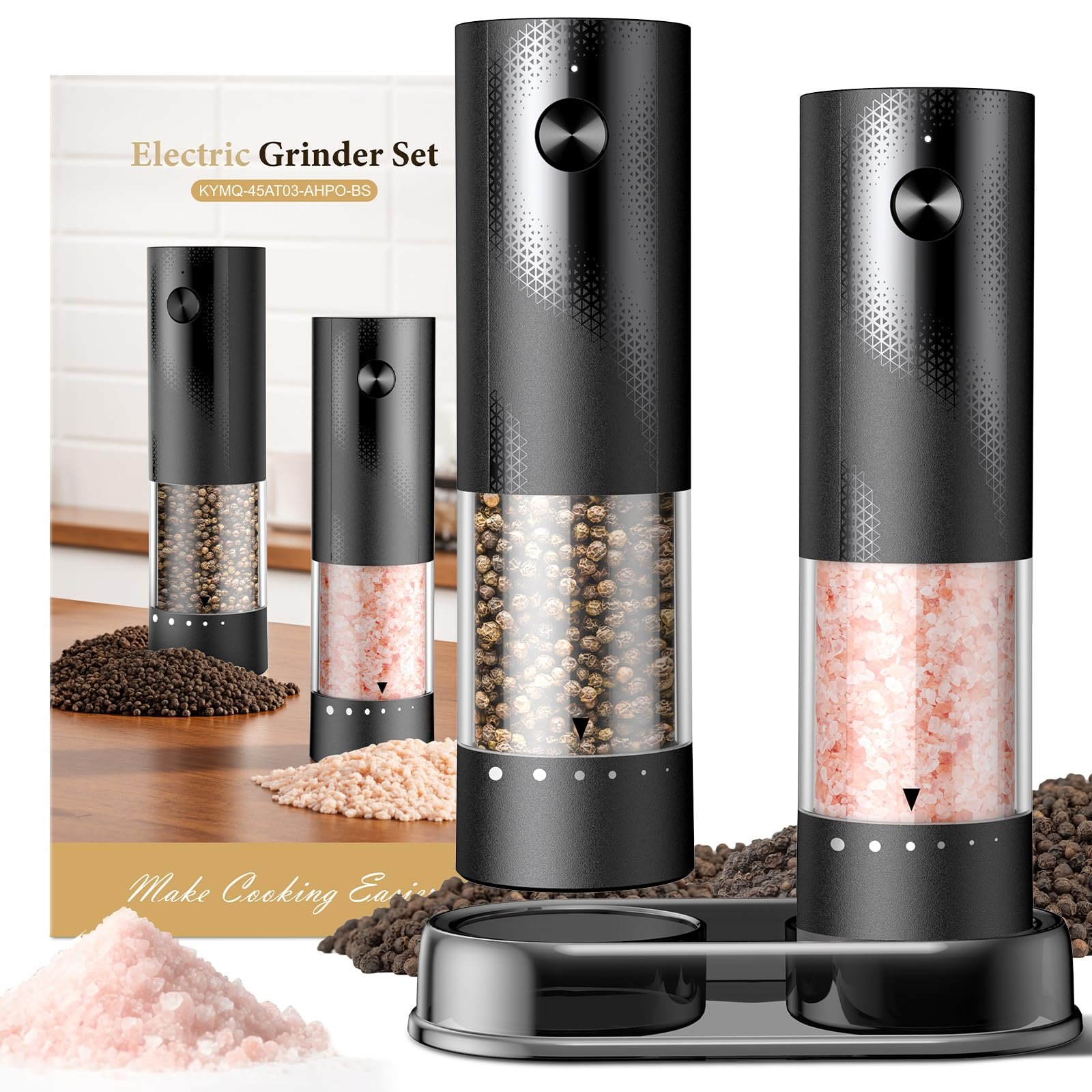 Electric Salt and Pepper Grinder Set - Rechar...