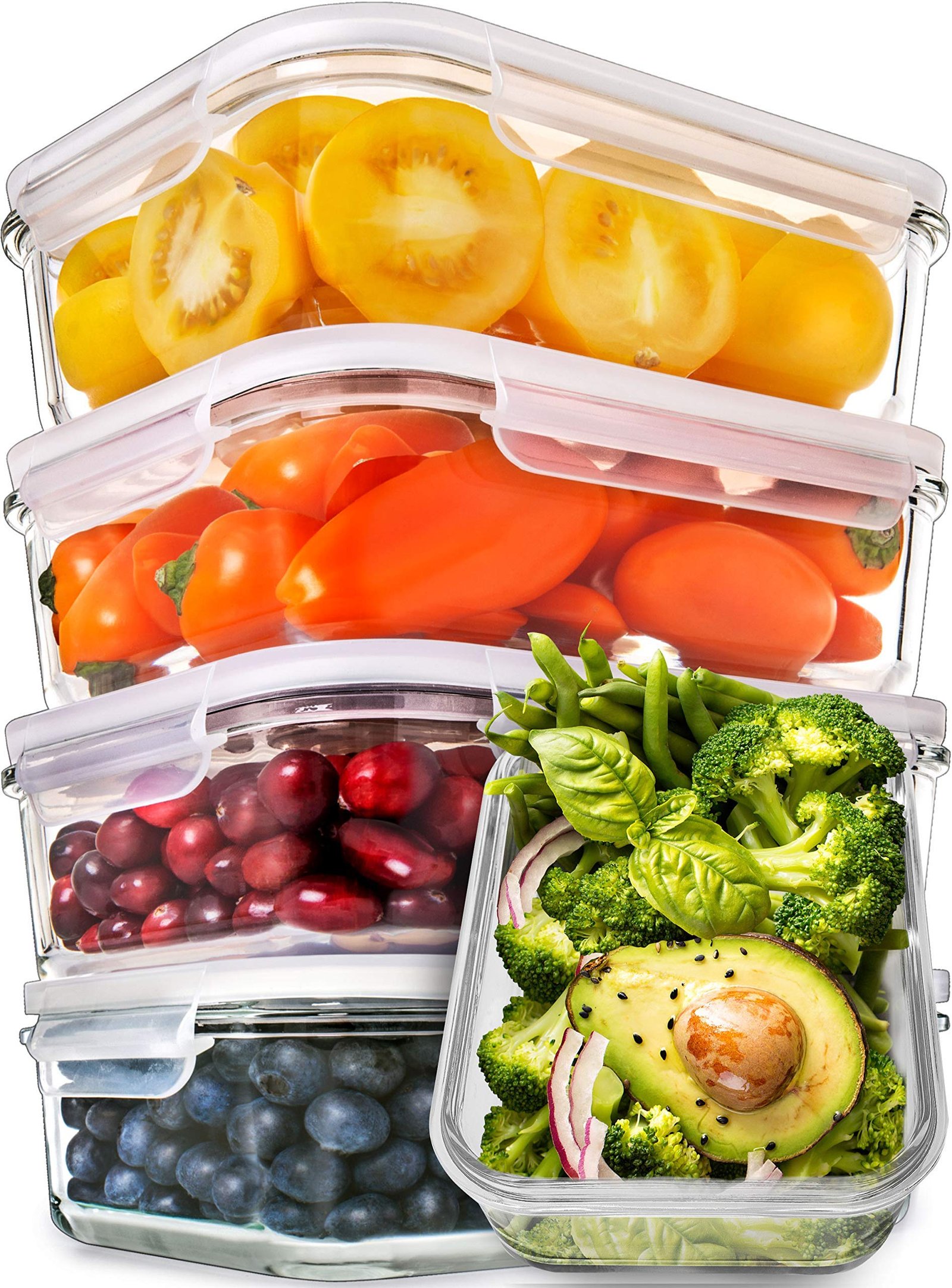 PrepNaturals 5 Pack 30oz Glass Meal Prep Cont...