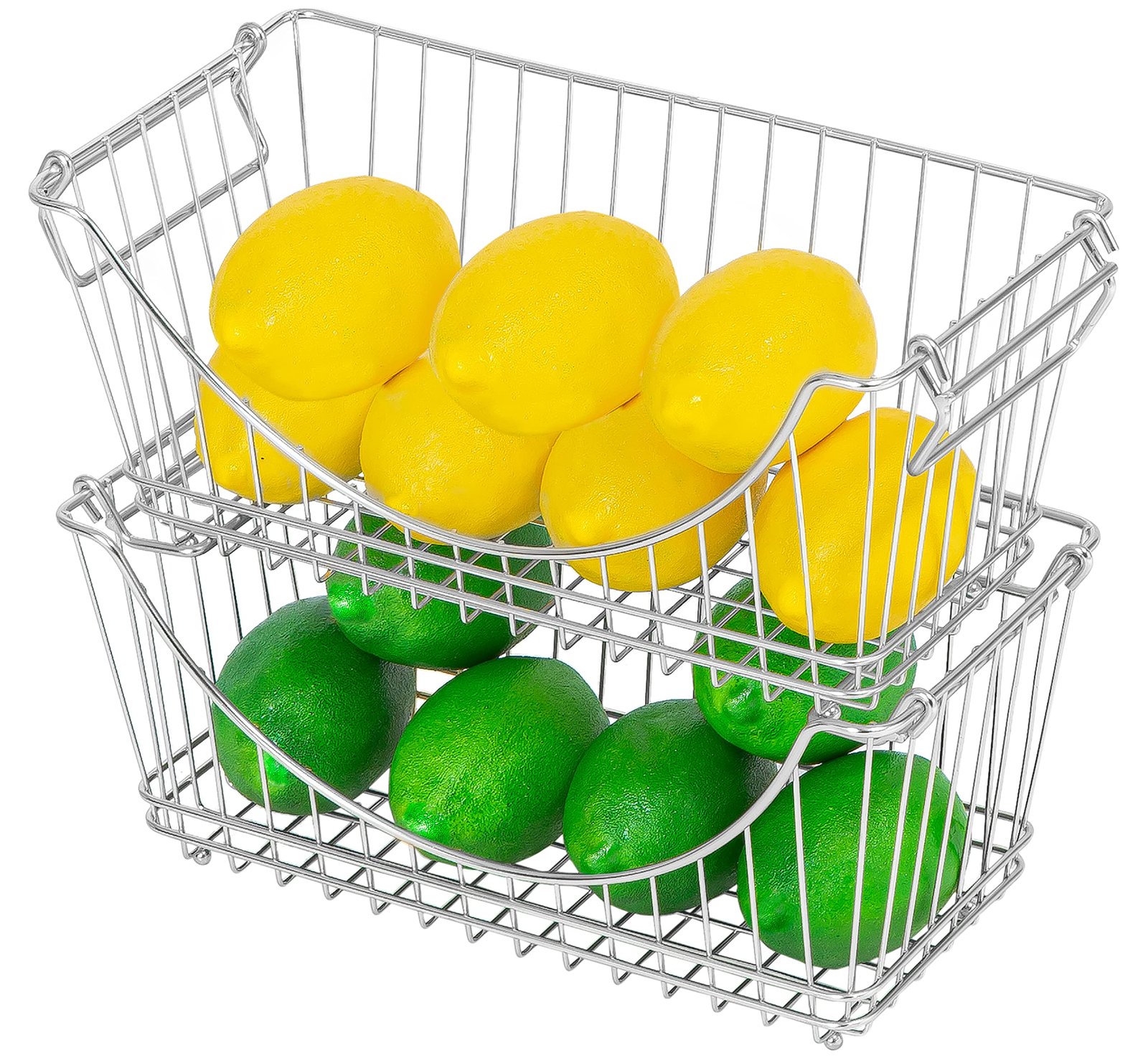 Smart Design Stacking Baskets Organizer w/ Ha...