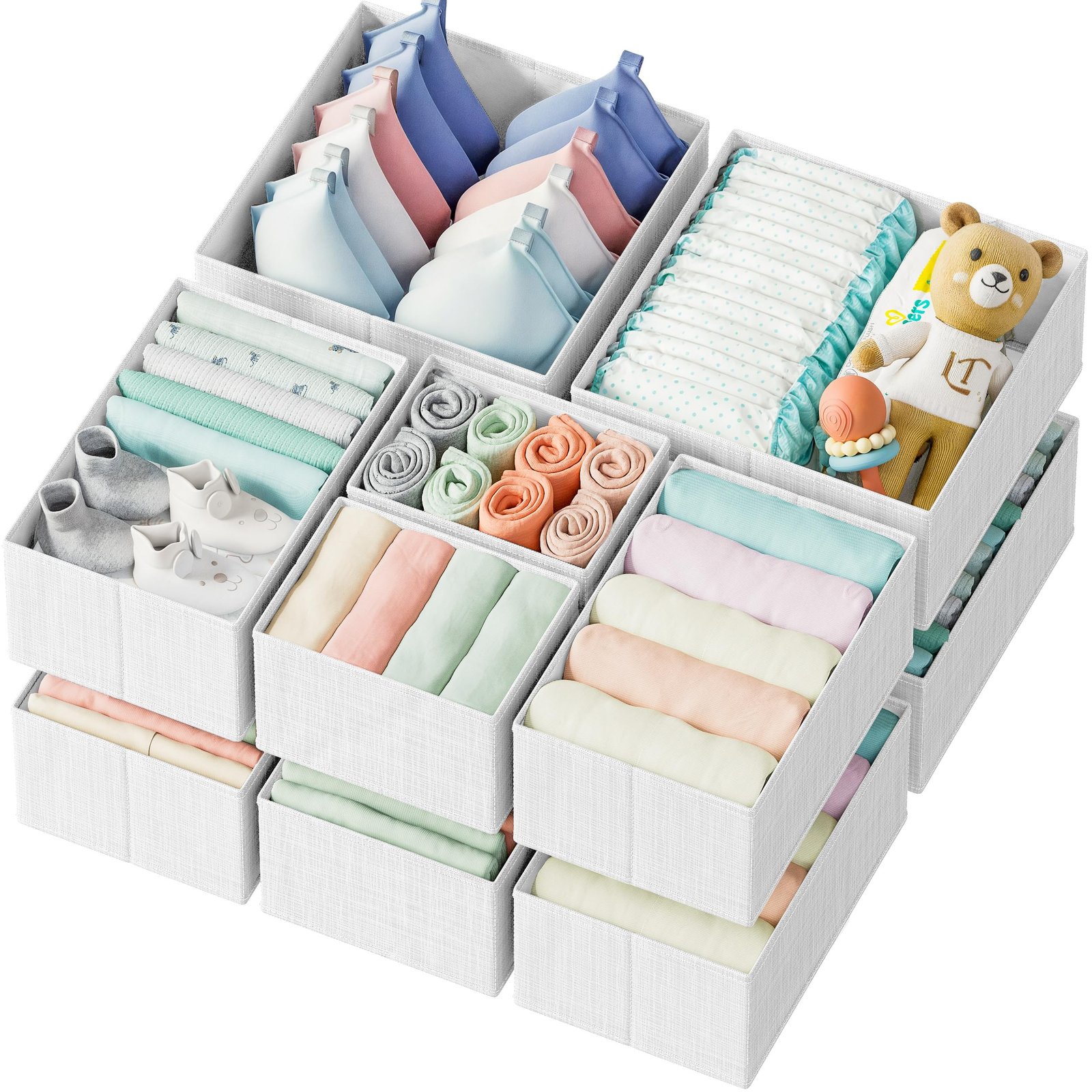 Drawer Organizer Clothes Set of 12 White-Grey...