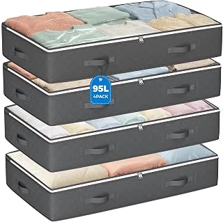95L Under Bed Storage Containers, 4 Pack Clos...