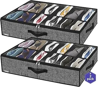 Onlyeasy Sturdy Under Bed Shoe Storage Organi...