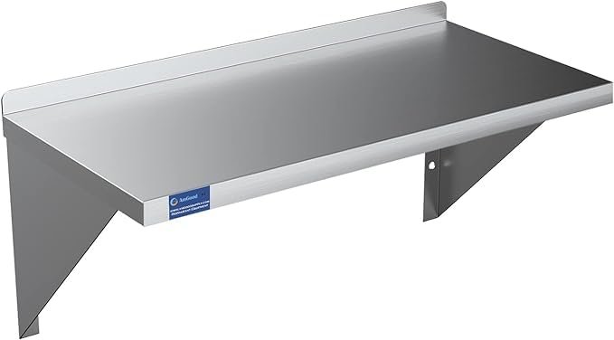 24" x 18" Stainless Wall Shelf, Square Edge, ...