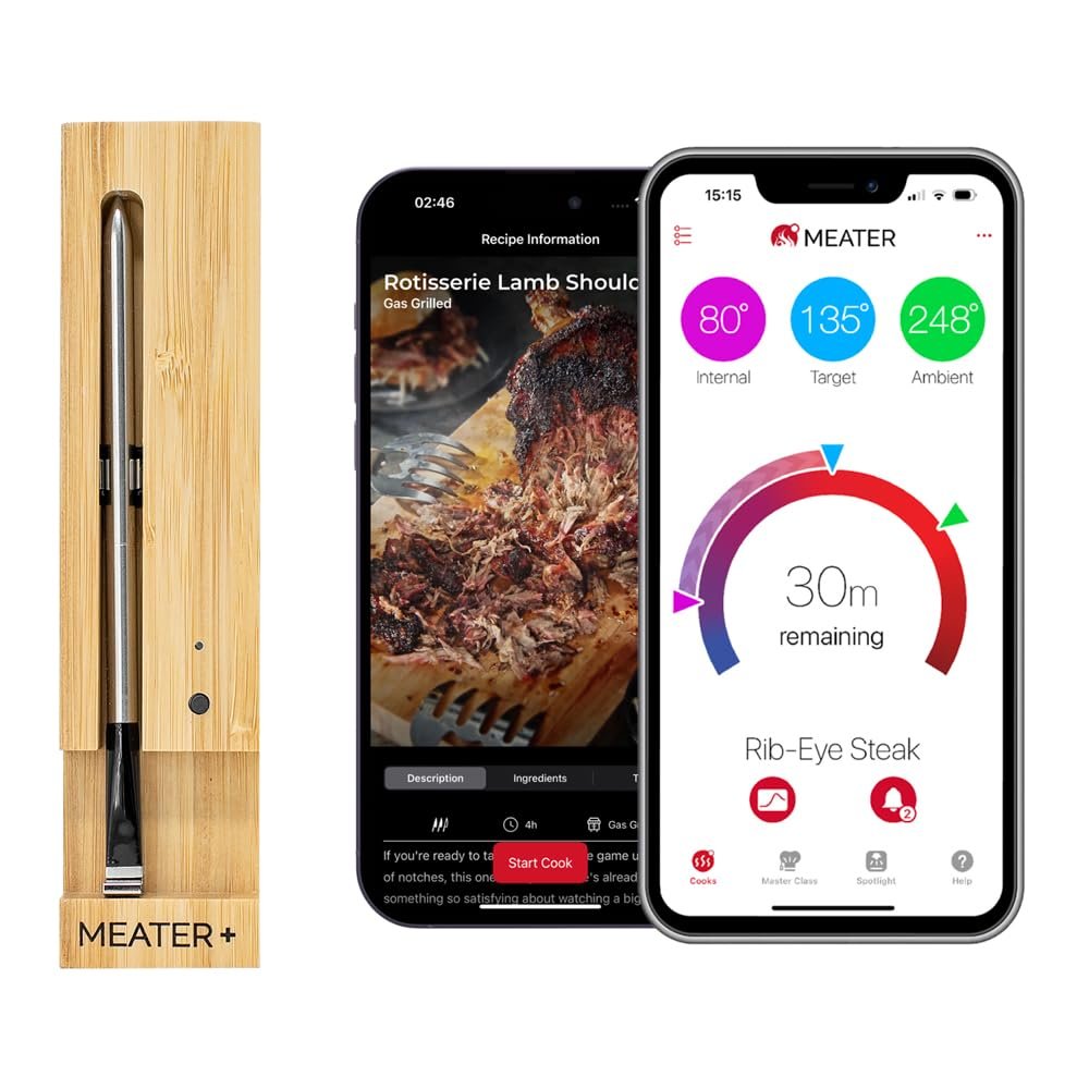 MEATER Plus Smart Meat Thermometer, Honey, Bl...