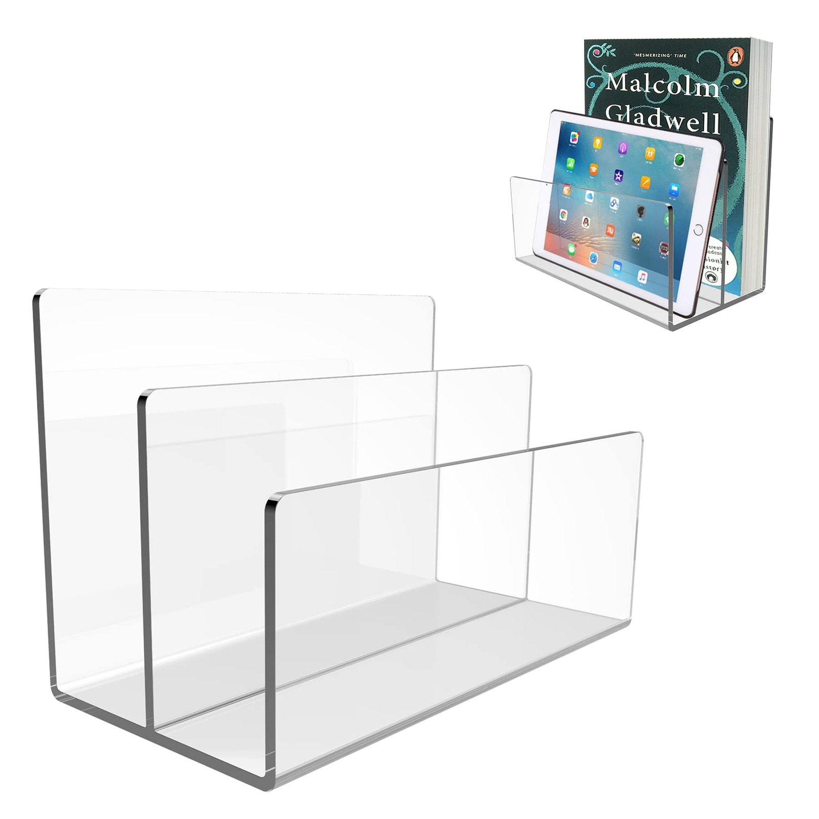 Boloyo Acrylic File Holder,1PC 2 Sections Cle...
