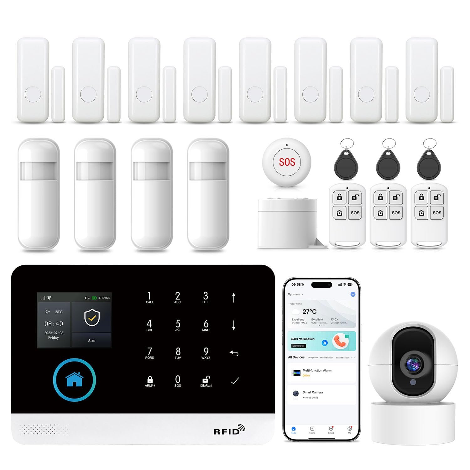 Home Security Systems,22 Pcs WiFi+GSM/4G Home...