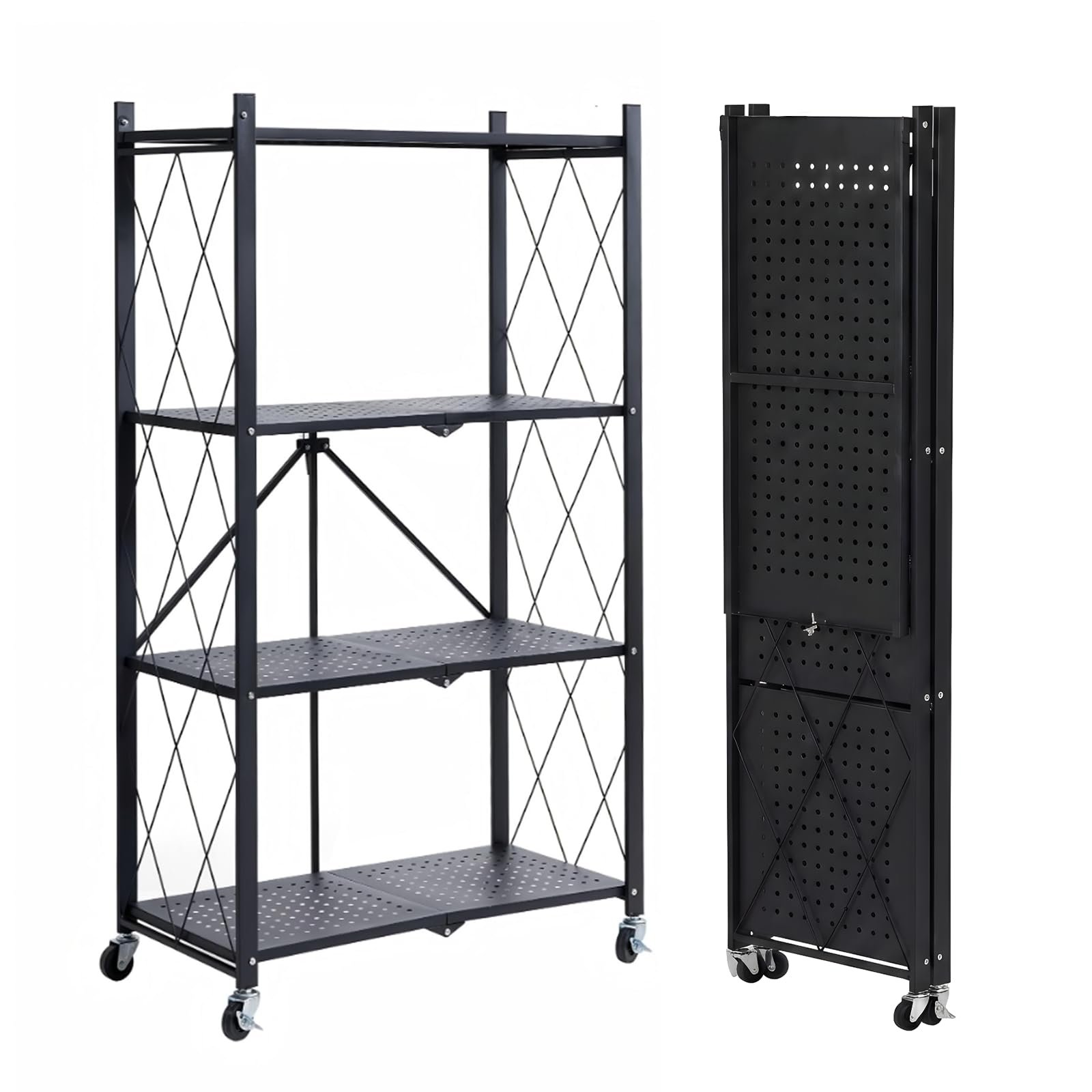 COKIHOM 4 Tier Foldable Storage Shelf, Large ...