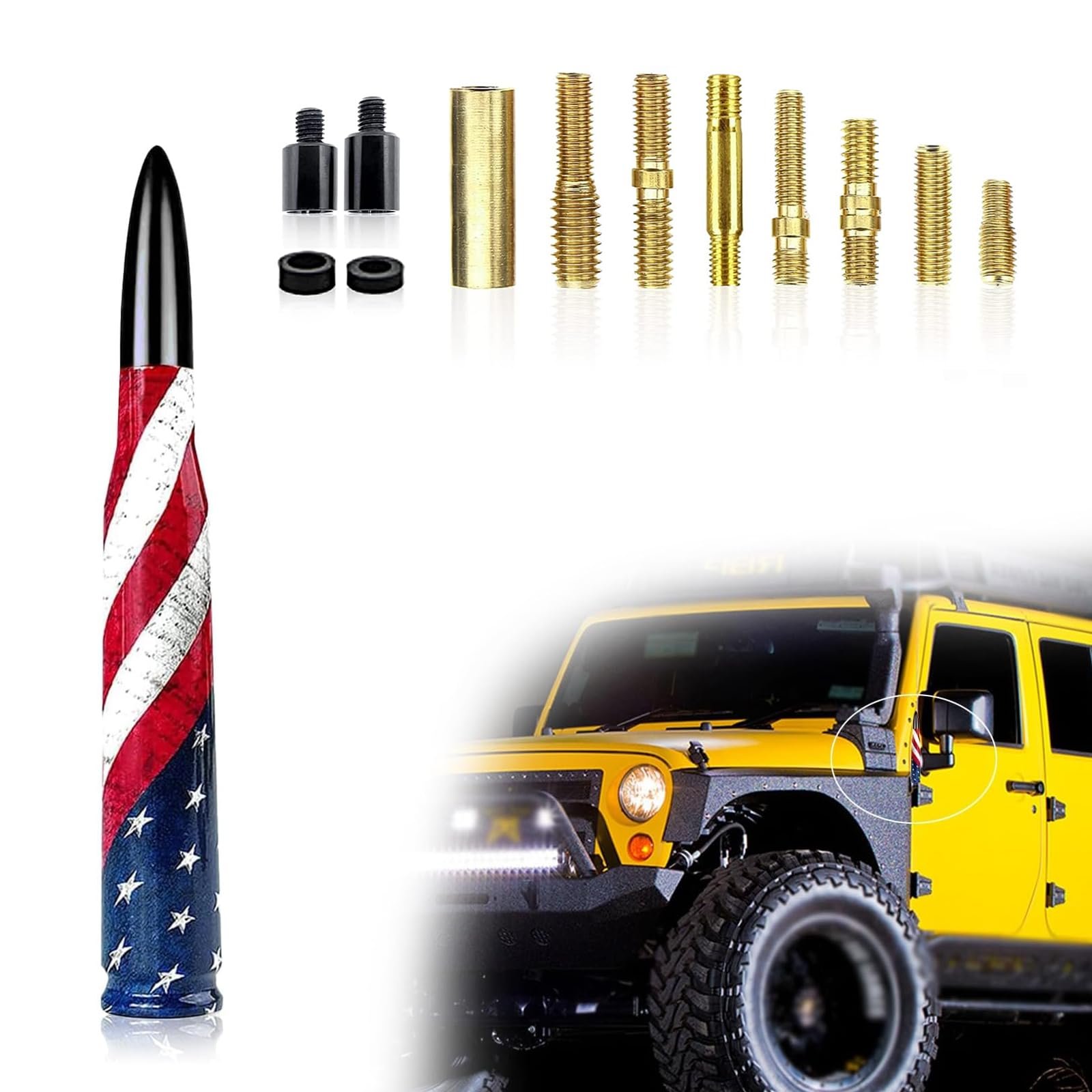 1 PC Car American Flag Bullet Antenna, 5.51" ...
