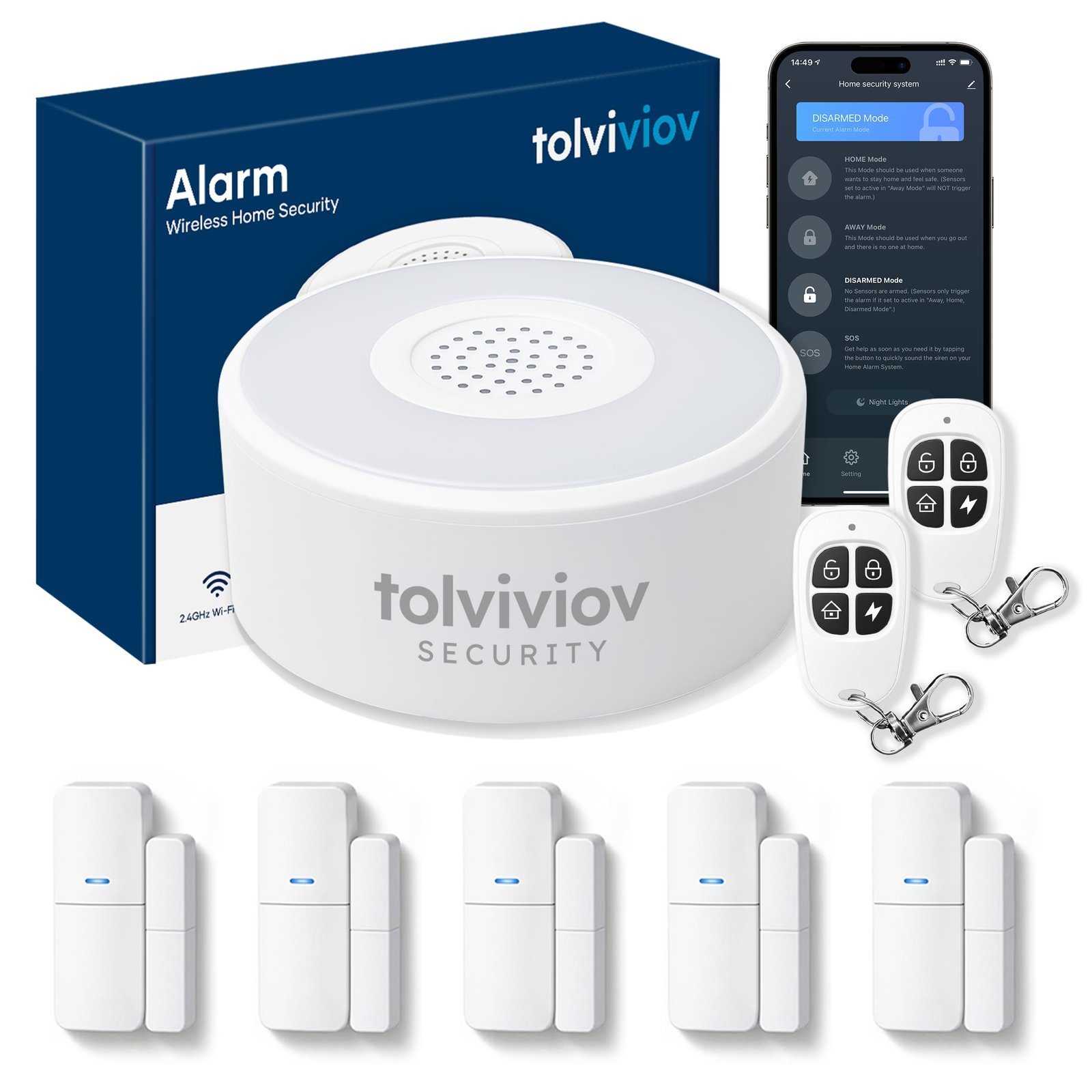 WiFi Home Security System, 8-Piece Alarm Kit ...