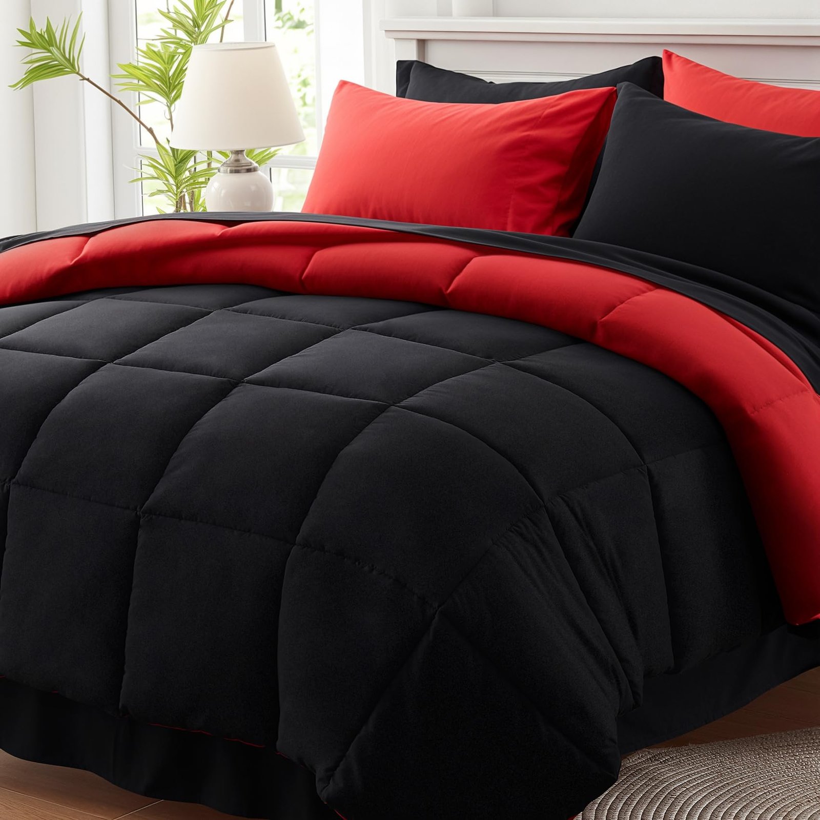 Anluoer Queen Comforter Set 7 Piece, Soft Bed...