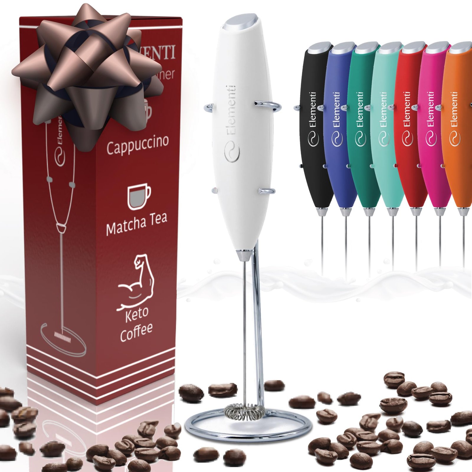 Elementi Electric Milk Frother Handheld - Mak...