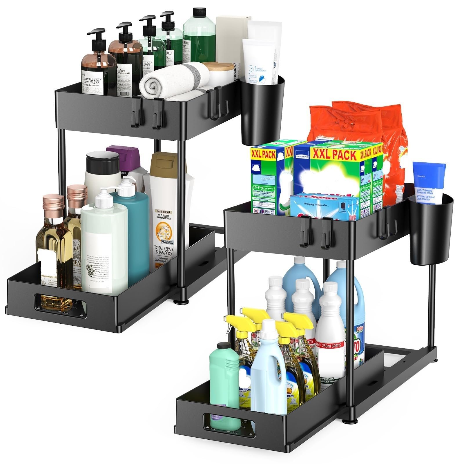 2 Pack Under Sink Organizer with Pull-Out Dra...