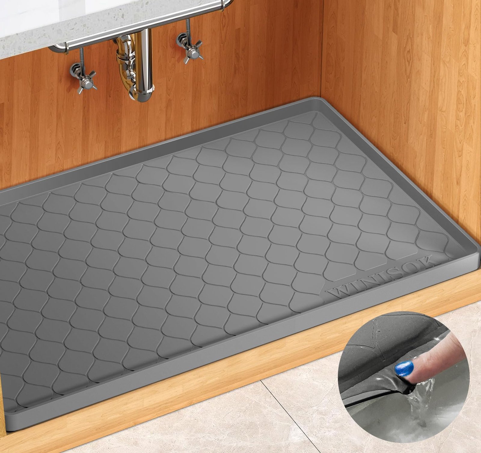 Winisok Waterproof Under Sink Mat 34" x 22", ...