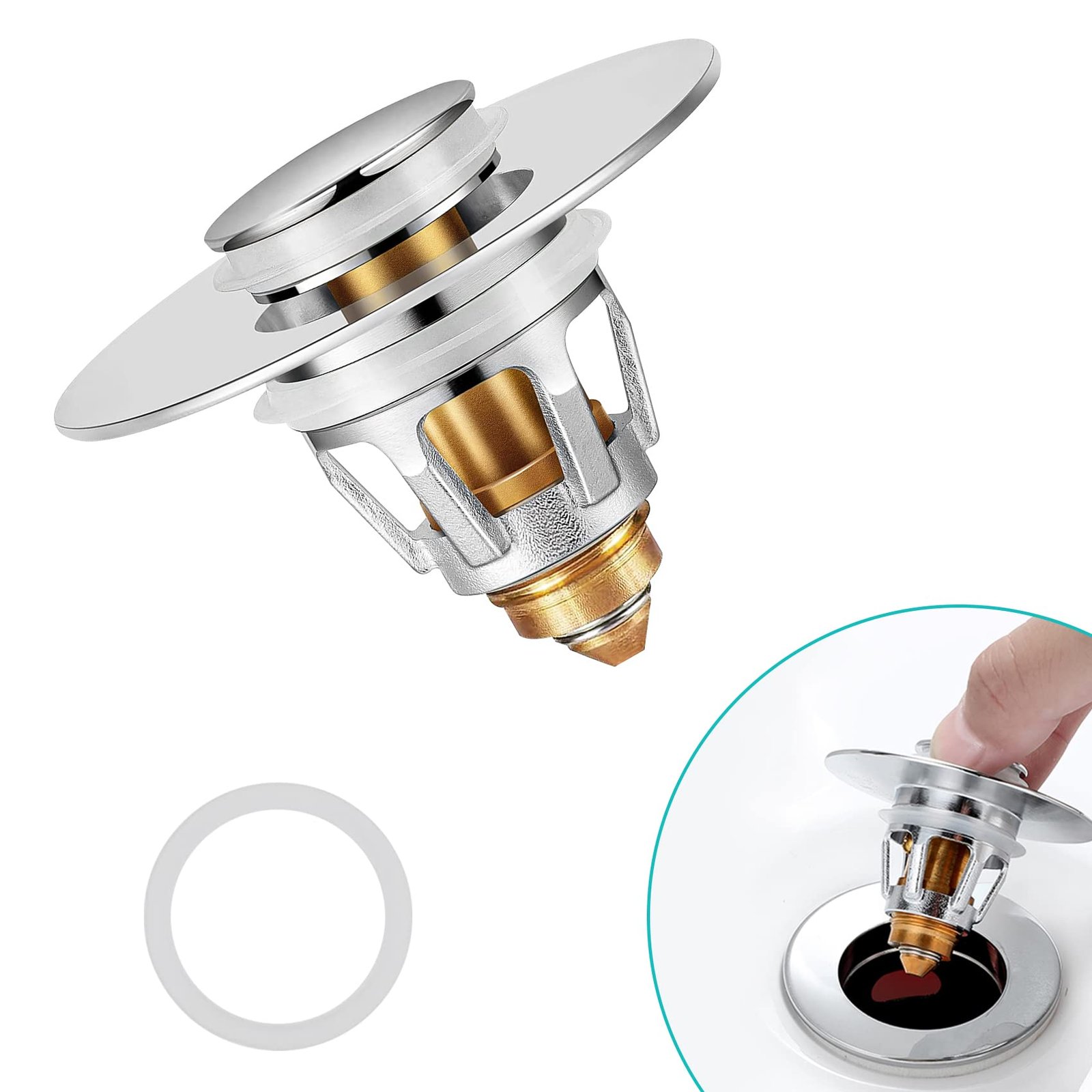 Sink Stopper, Bathroom Sink Drain Strainer wi...