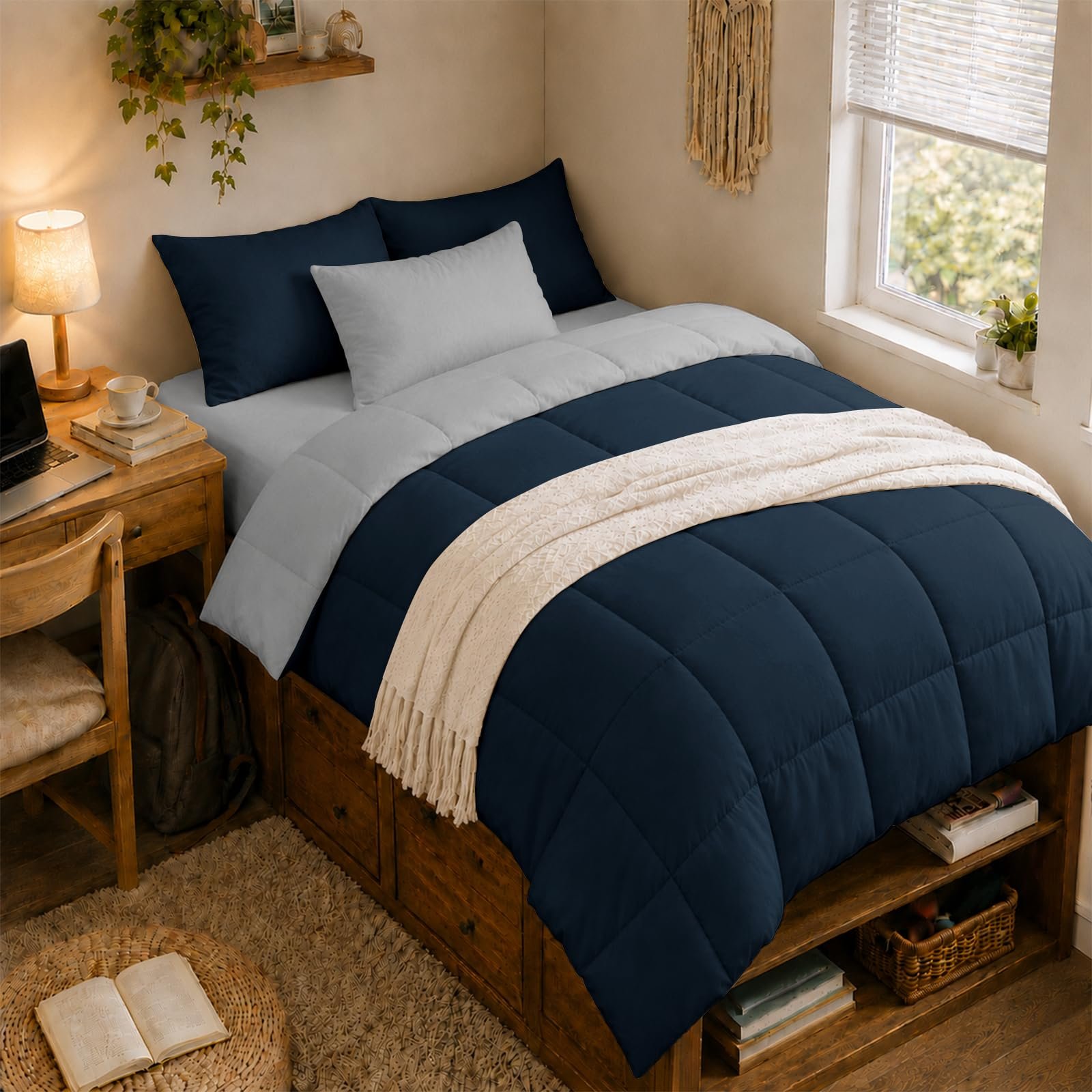 Anluoer Twin Comforter Set, 5 Piece Bed in a ...