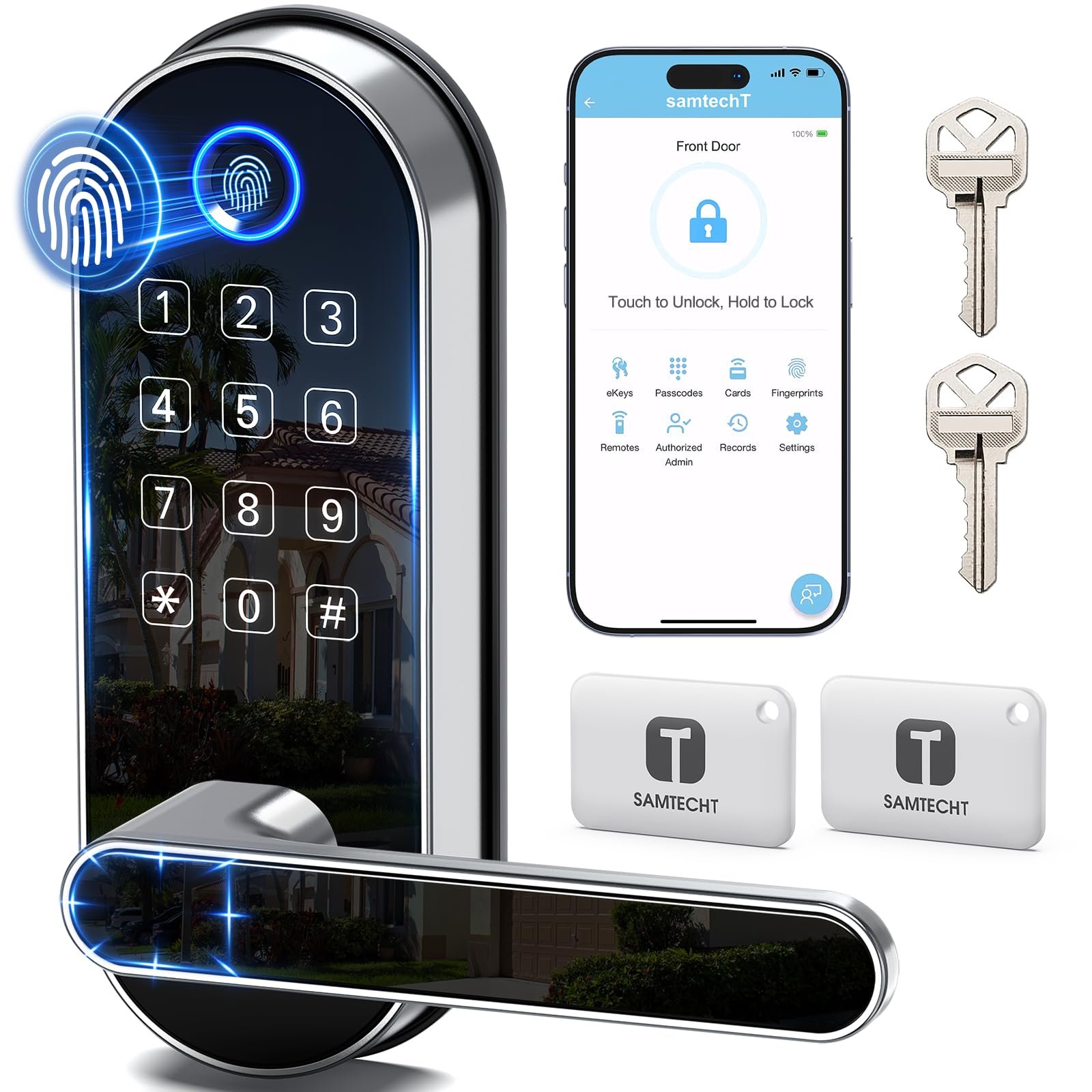 Bluetooth Fingerprint Smart Lock with Handle ...