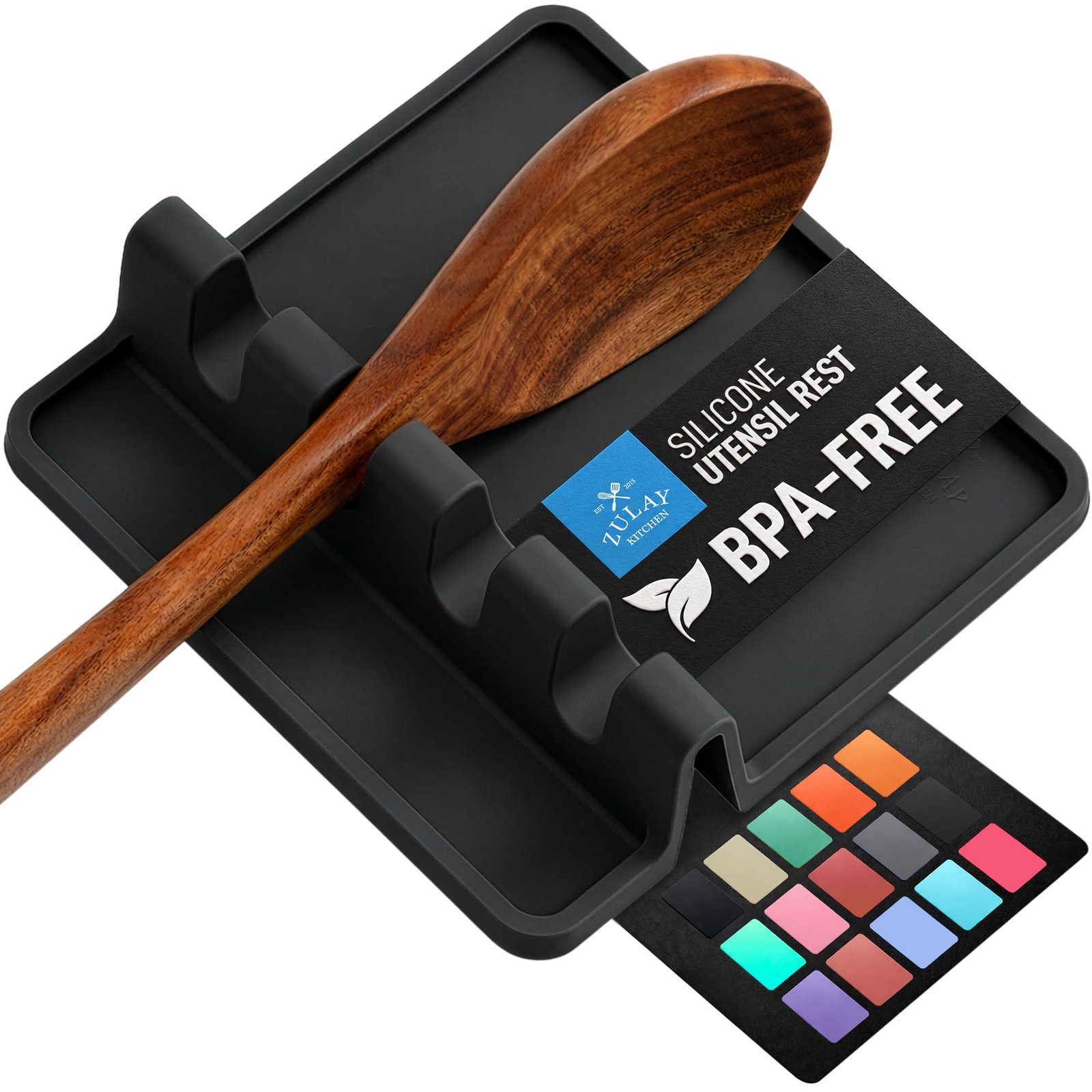 Zulay Kitchen Silicone Utensil Rest - BPA-Fre...