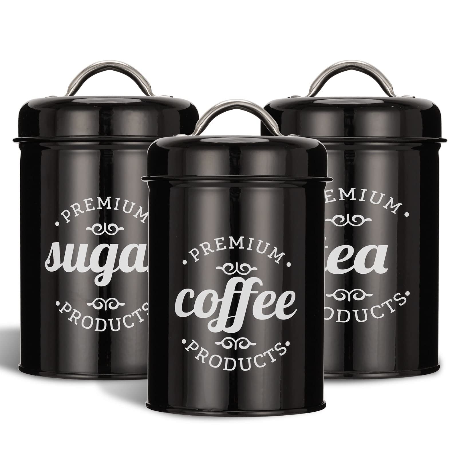 Coffee Tea Sugar Container Set of 3, Airtight...