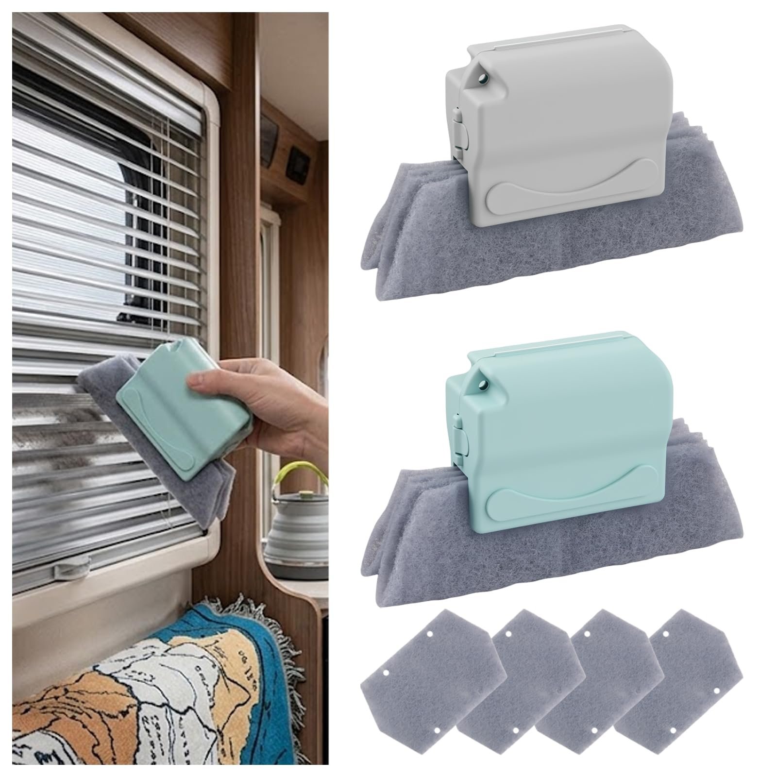 2PCS Magic Window Track Cleaner, Car Window S...