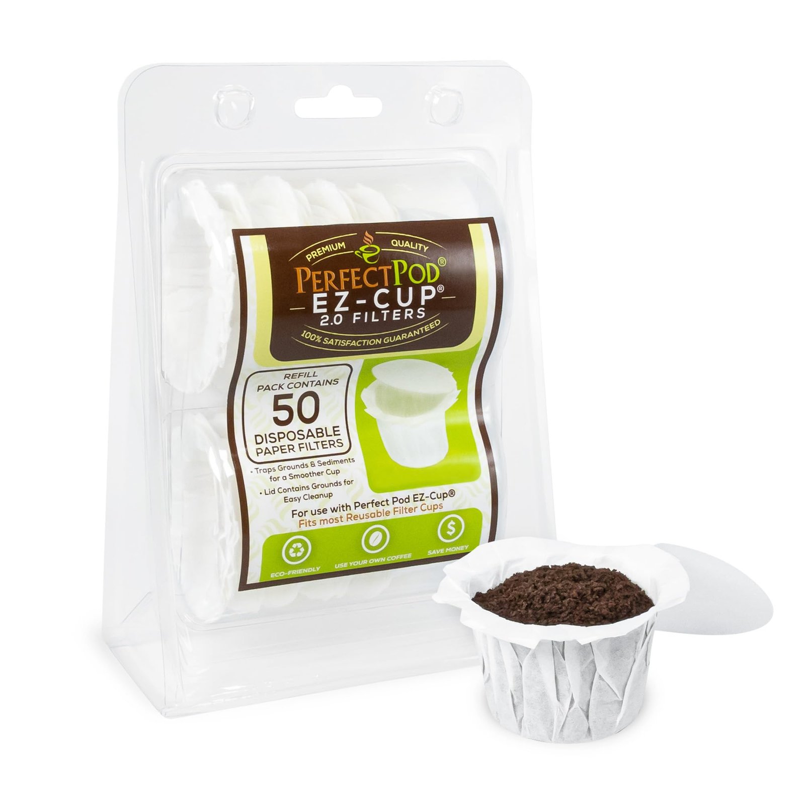 Perfect Pod EZ-Cup Paper Filters with Lid for...